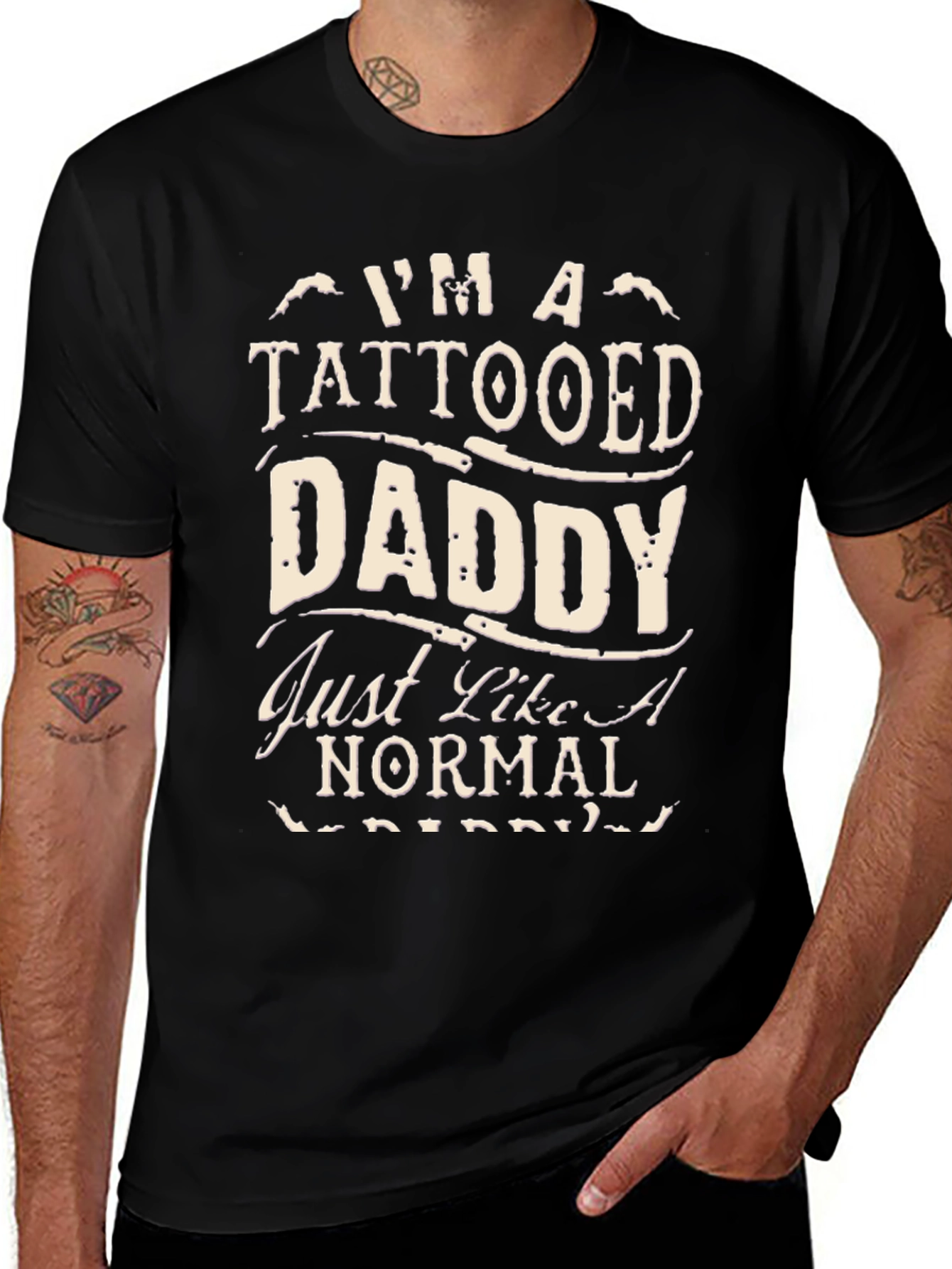 Tattooed Daddy Graphic T-Shirt - Black Cotton Tee