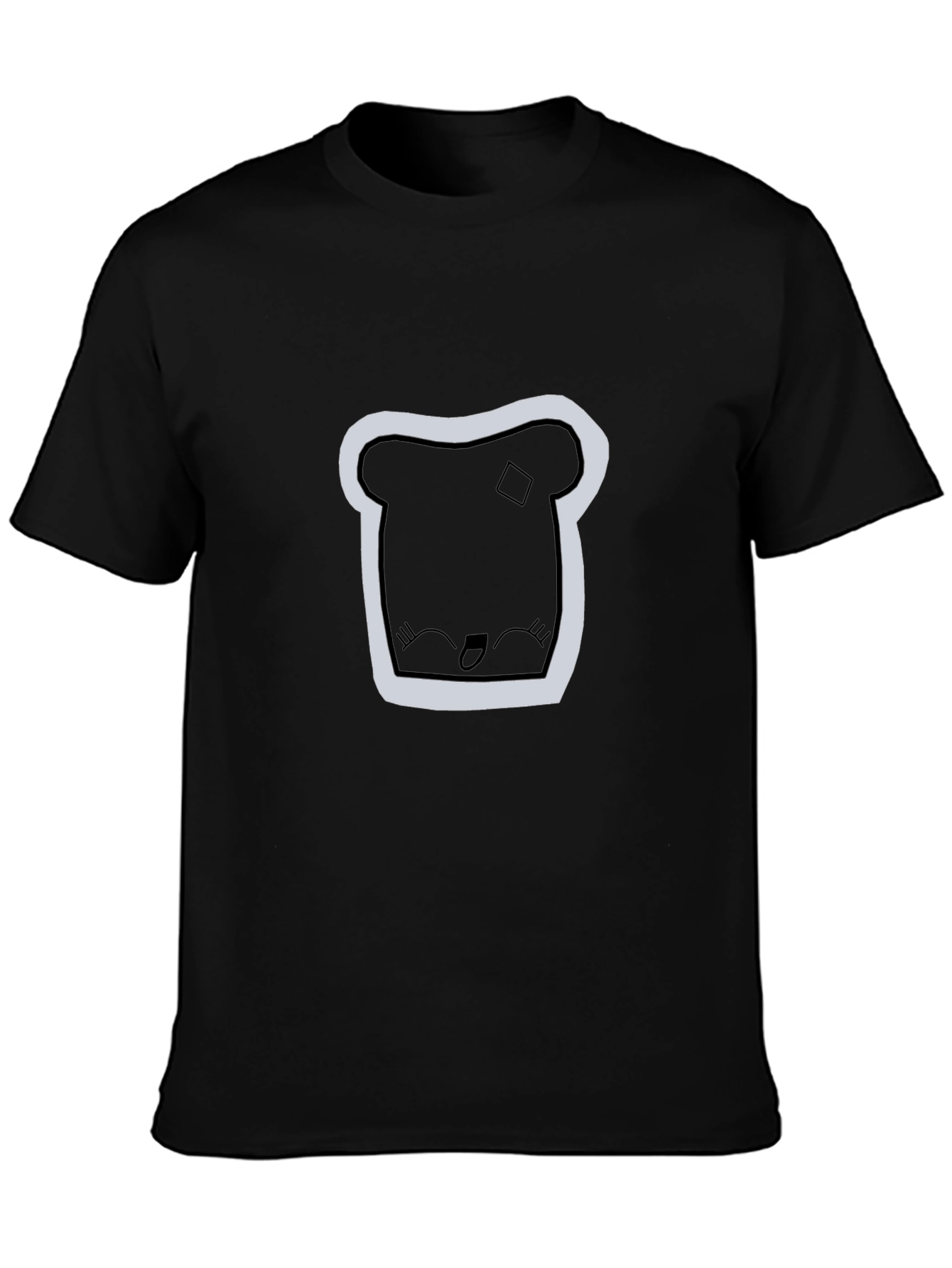 Cute Toast Graphic Print Black T-Shirt