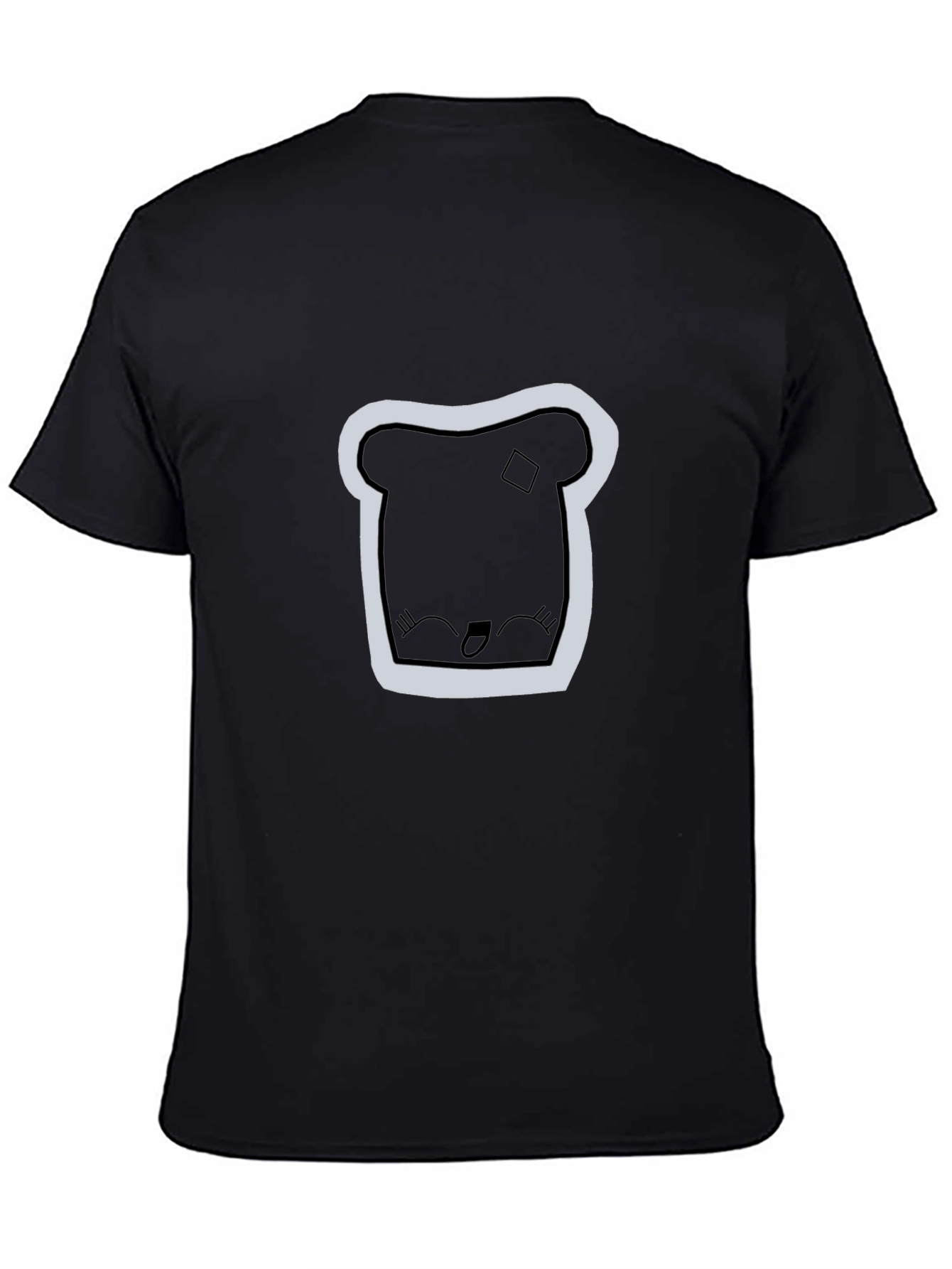 Cute Toast Graphic Print Black T-Shirt