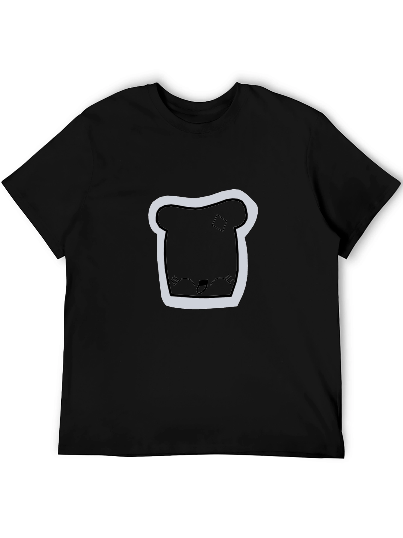 Cute Toast Graphic Print Black T-Shirt