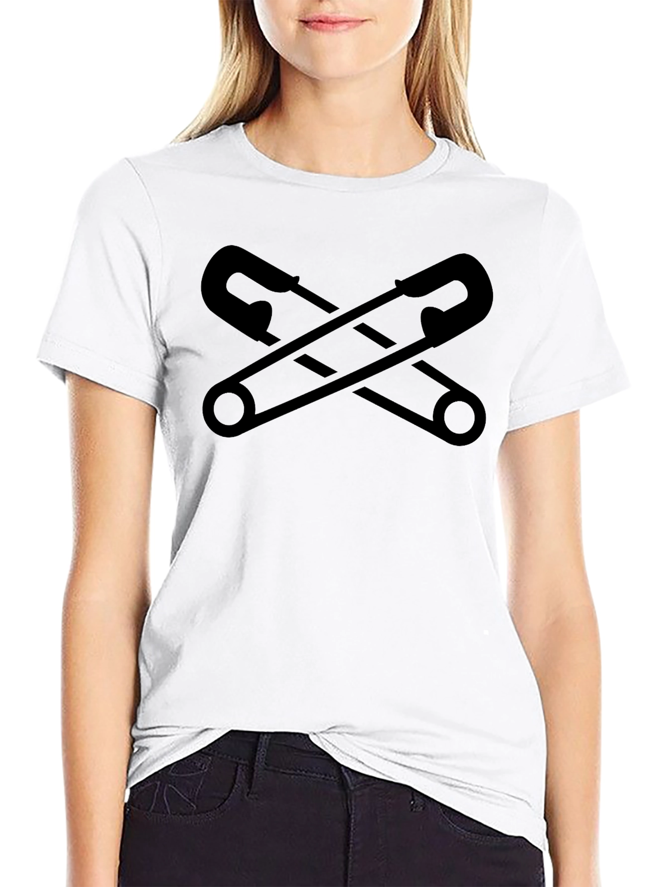 Safety Pins Graphic Black T-Shirt