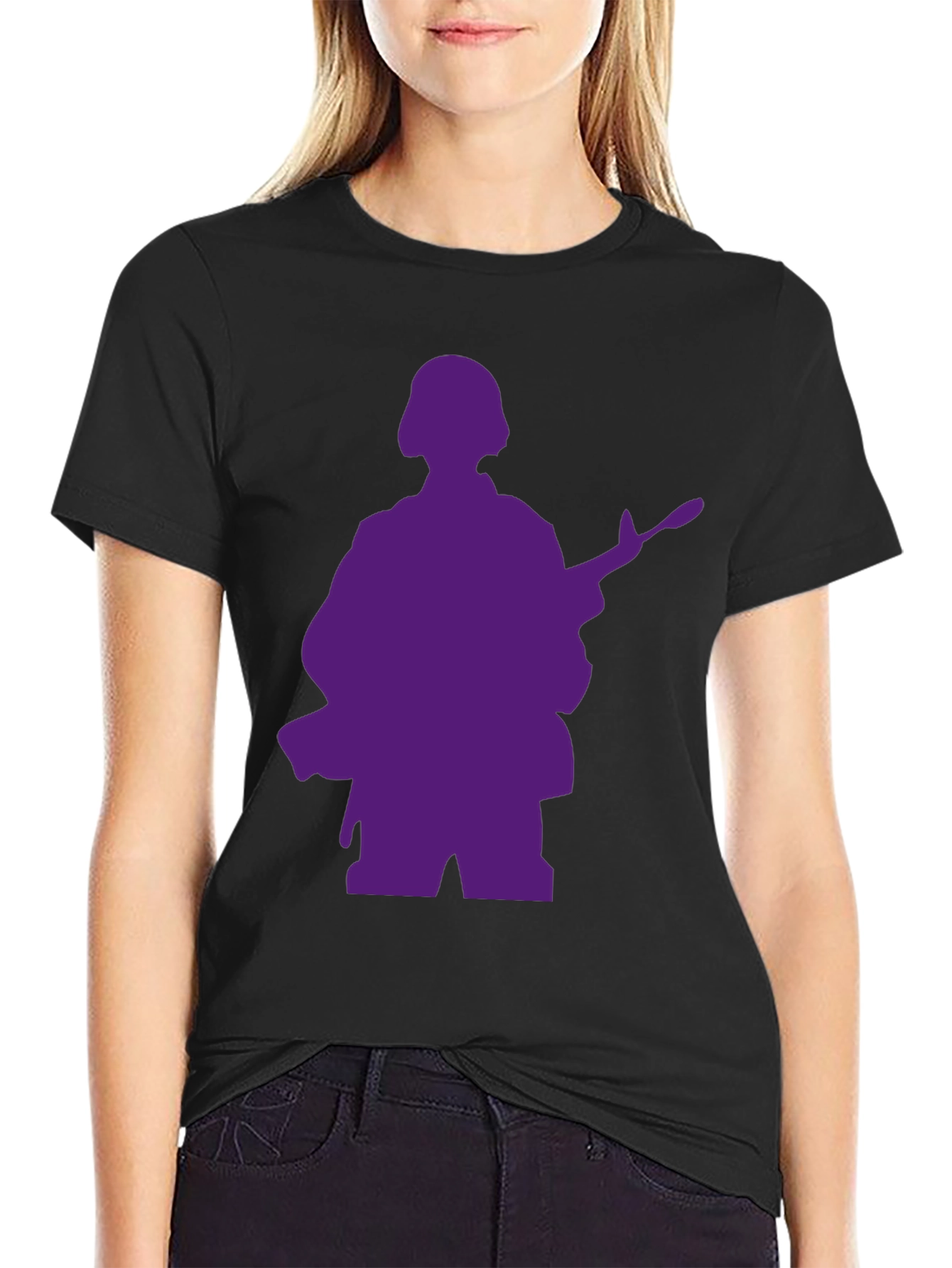 Purple Soldier Graphic Black T-Shirt