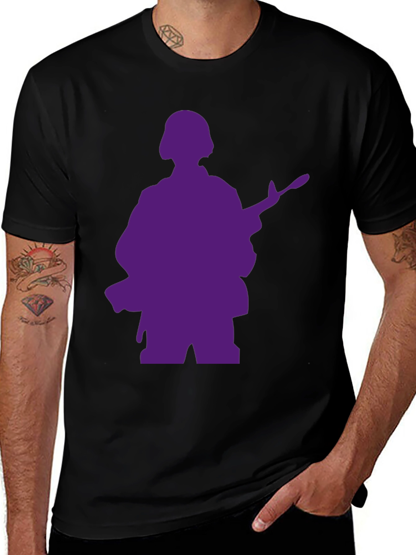 Purple Soldier Graphic Black T-Shirt