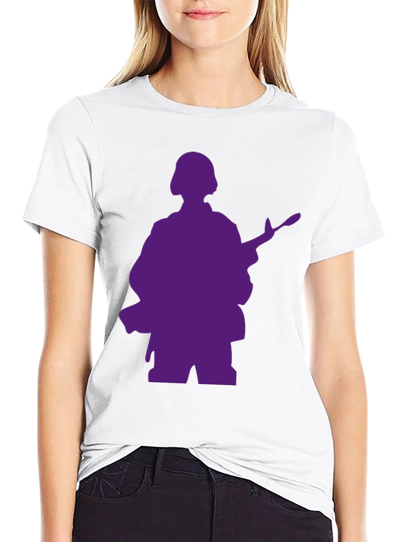 Purple Soldier Graphic Black T-Shirt