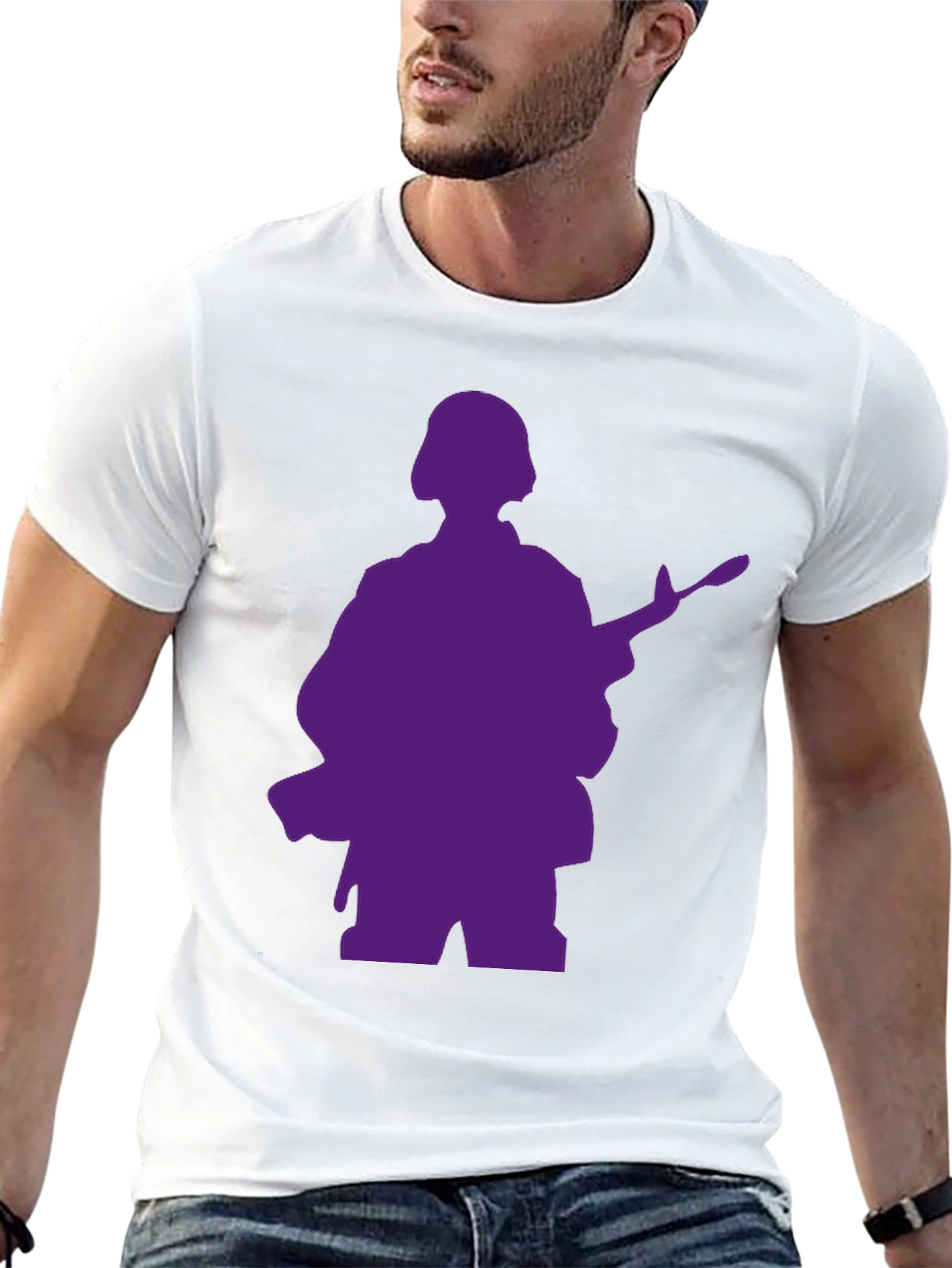 Purple Soldier Graphic Black T-Shirt