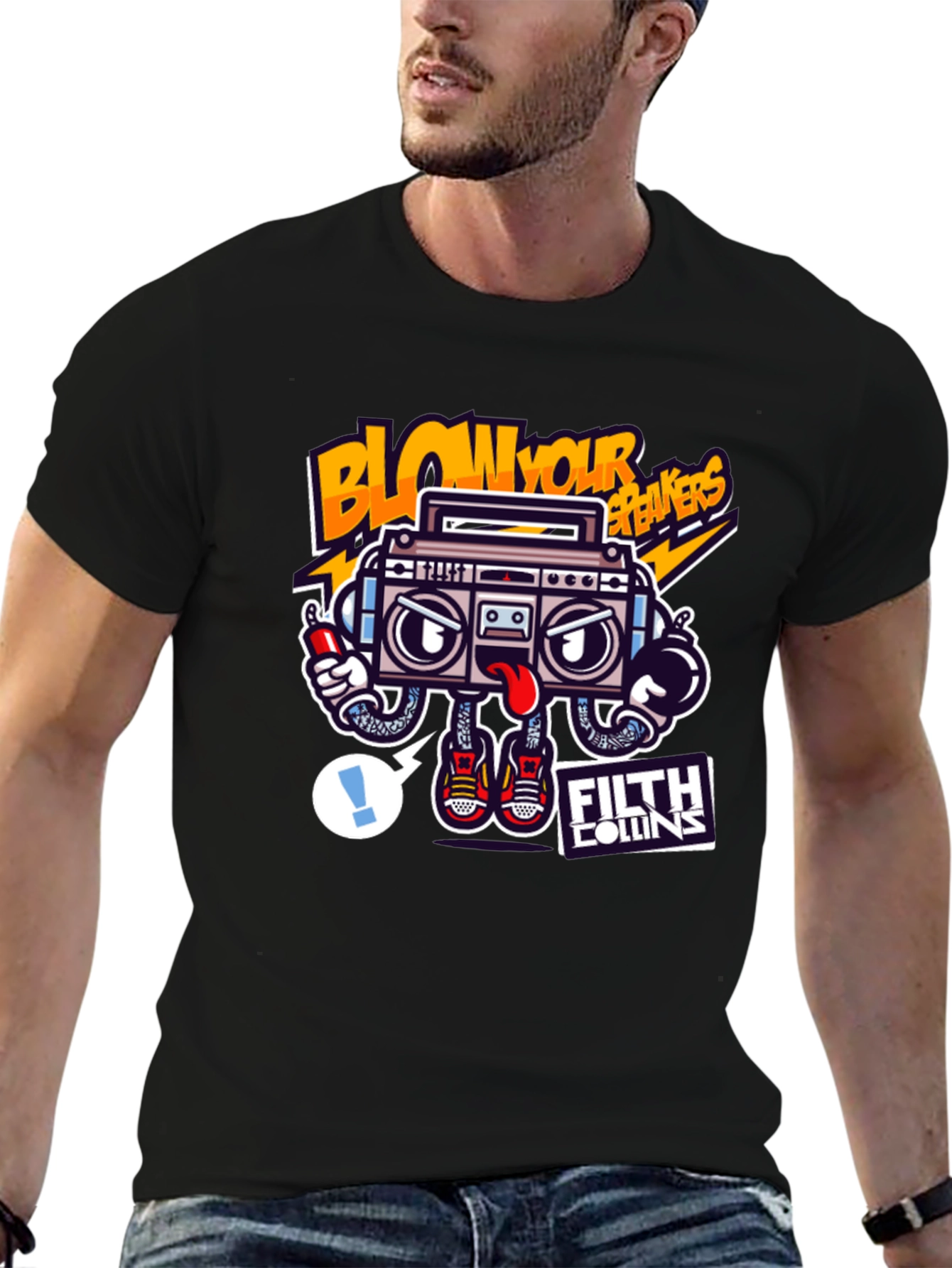 Boombox Graphic Black T-Shirt