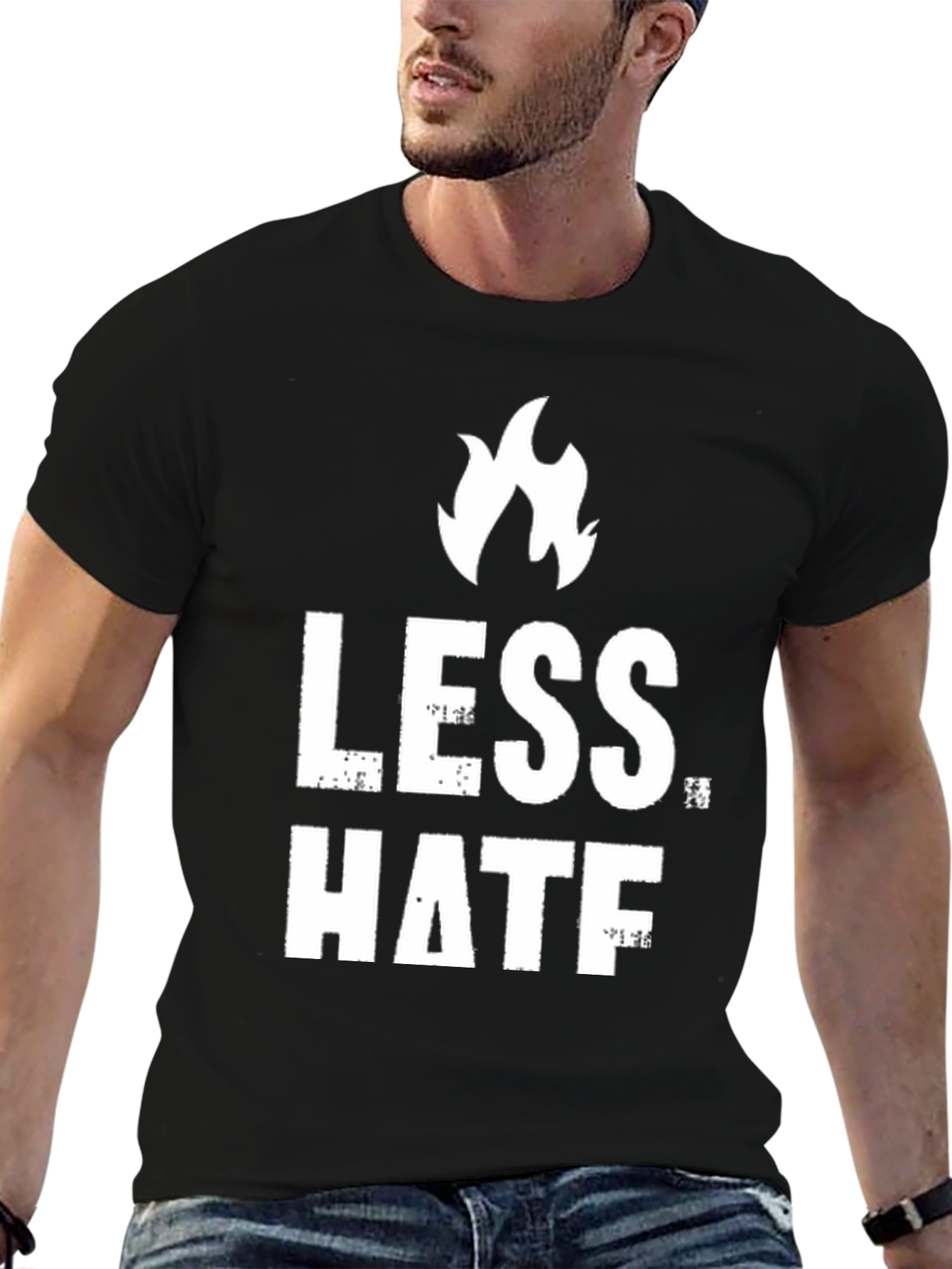 Less Hate Black Graphic T-Shirt