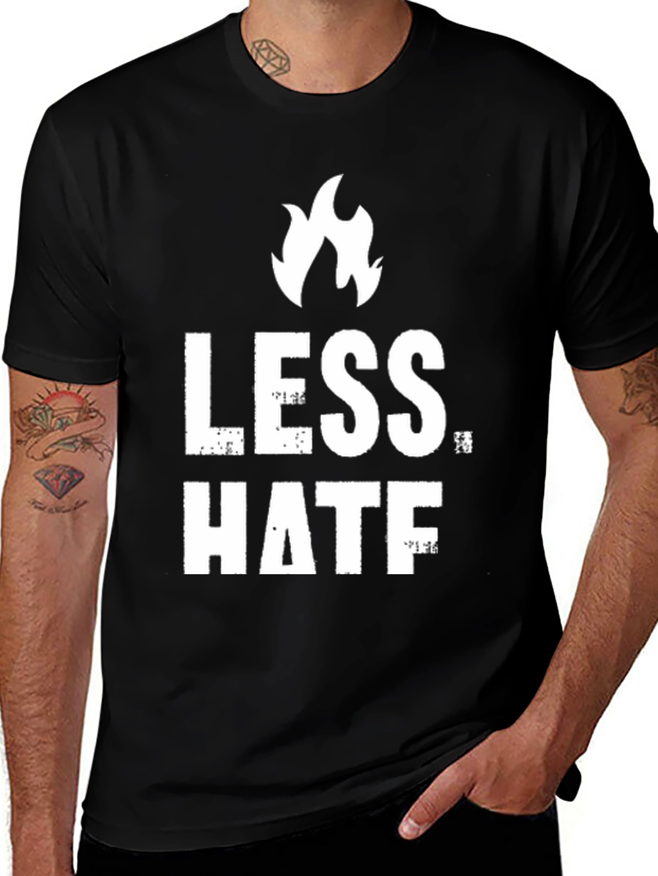 Less Hate Black Graphic T-Shirt
