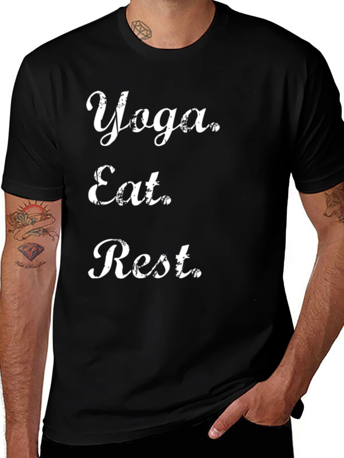 Yoga Eat Rest Graphic T-Shirt - Black Cotton Tee