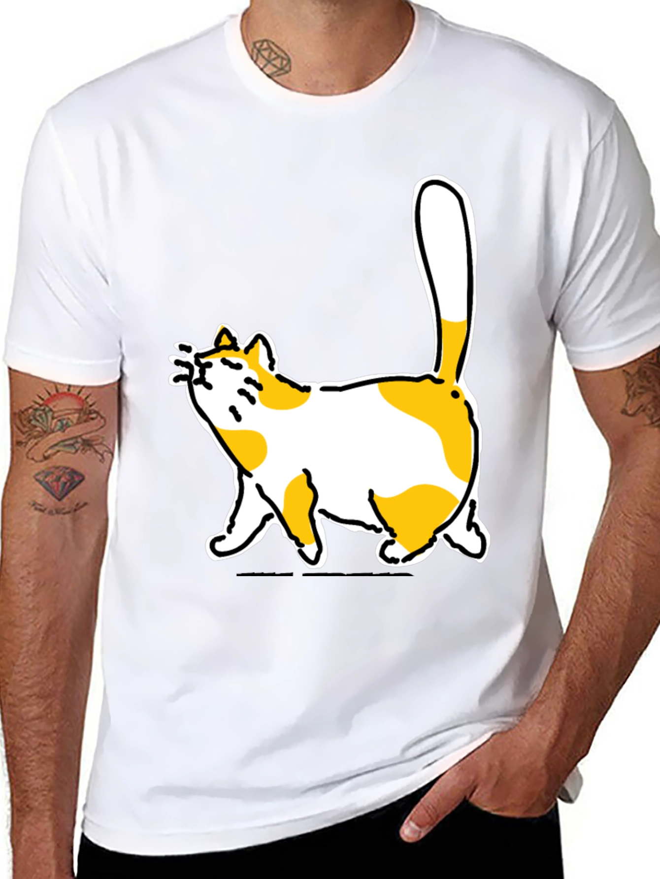 Funny Cat Graphic Black T-Shirt