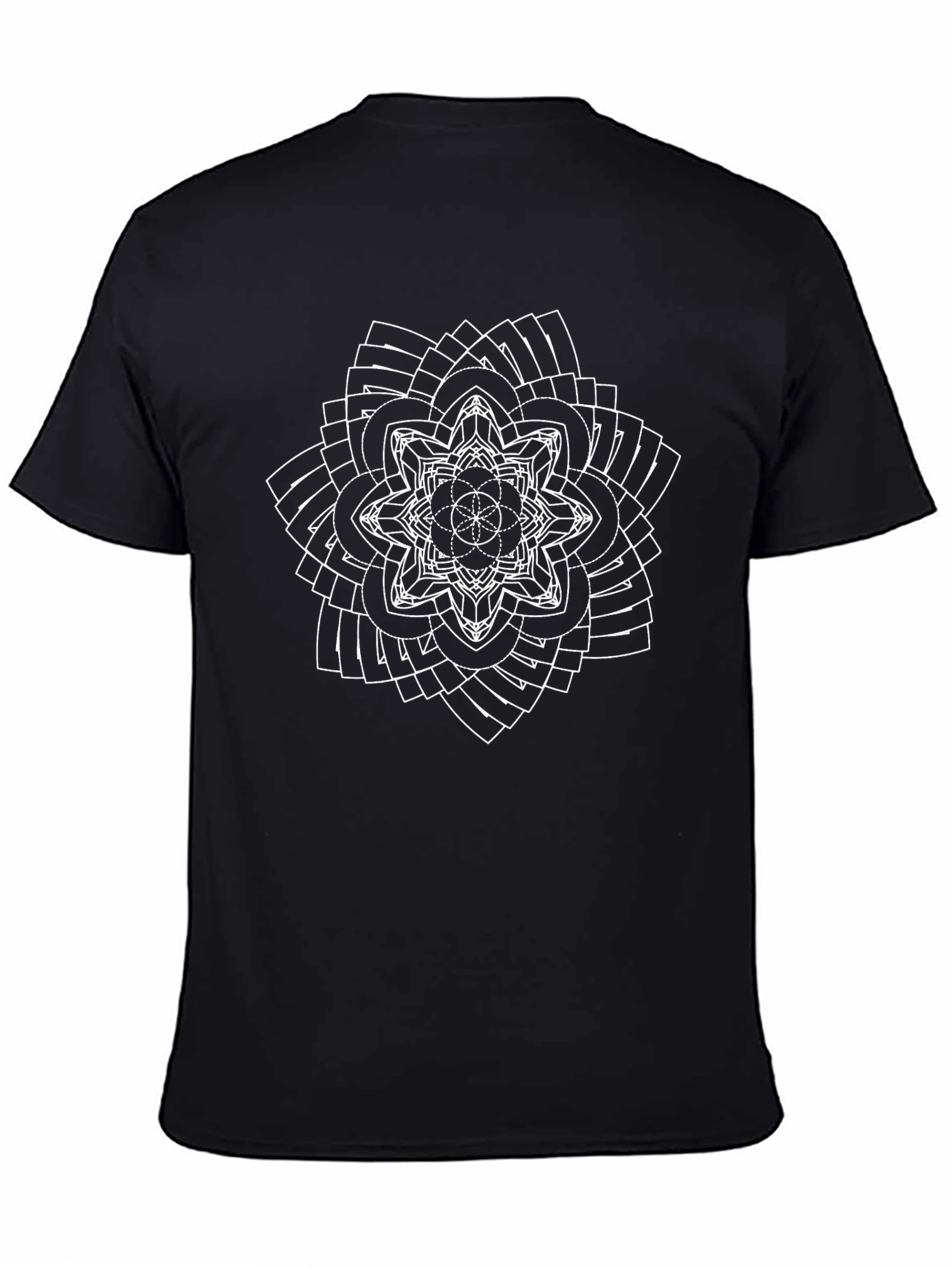 Geometric Mandala Graphic Tee - Black