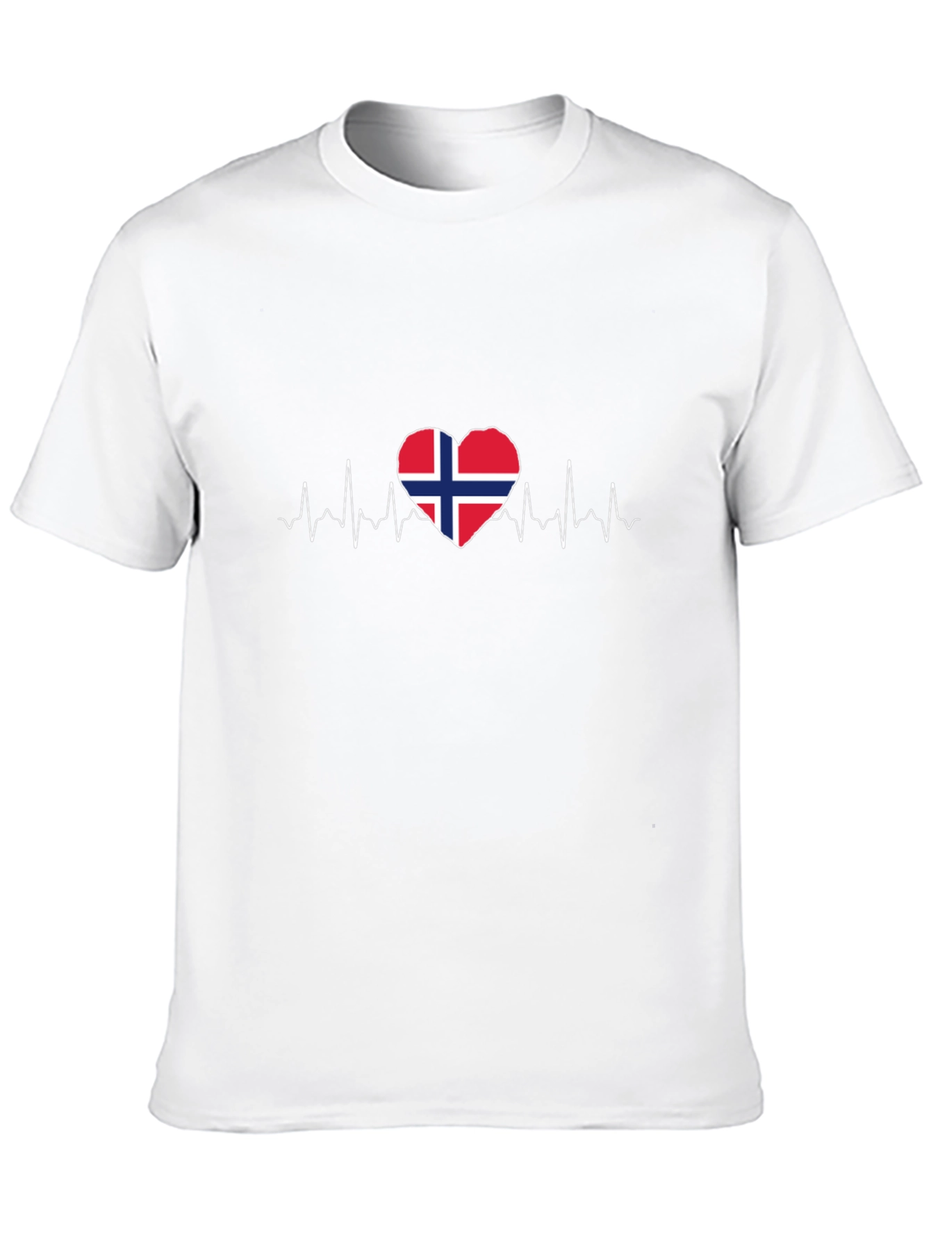 Norway Flag Heartbeat T-Shirt - Black