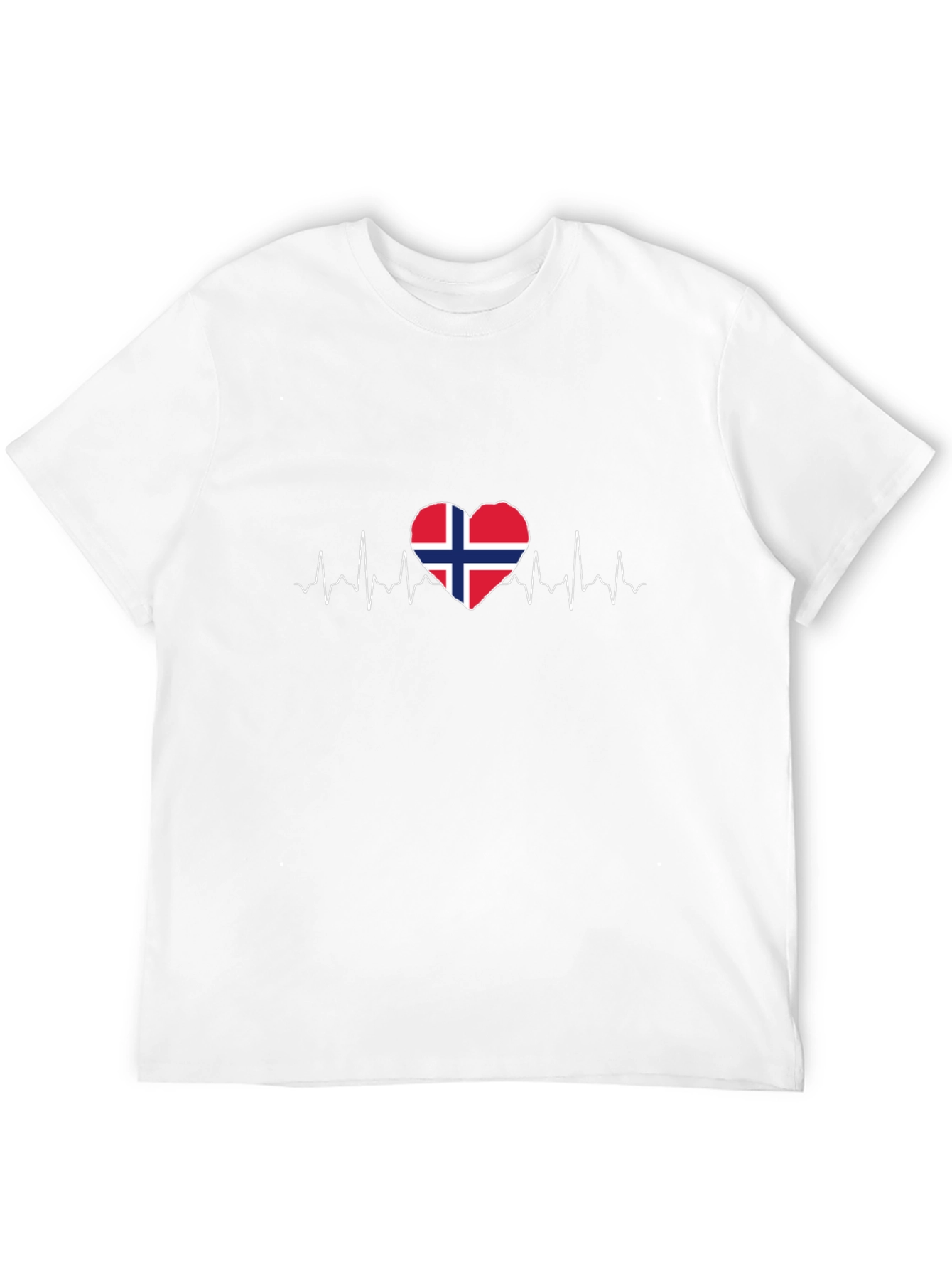 Norway Flag Heartbeat T-Shirt - Black