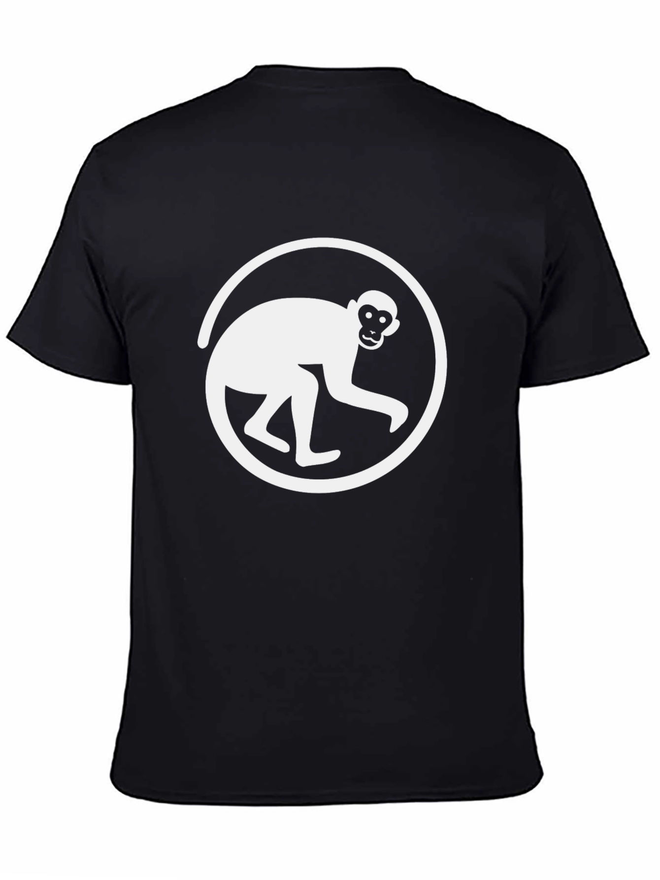 Monkey Circle Graphic Tee - Black Cotton T-Shirt