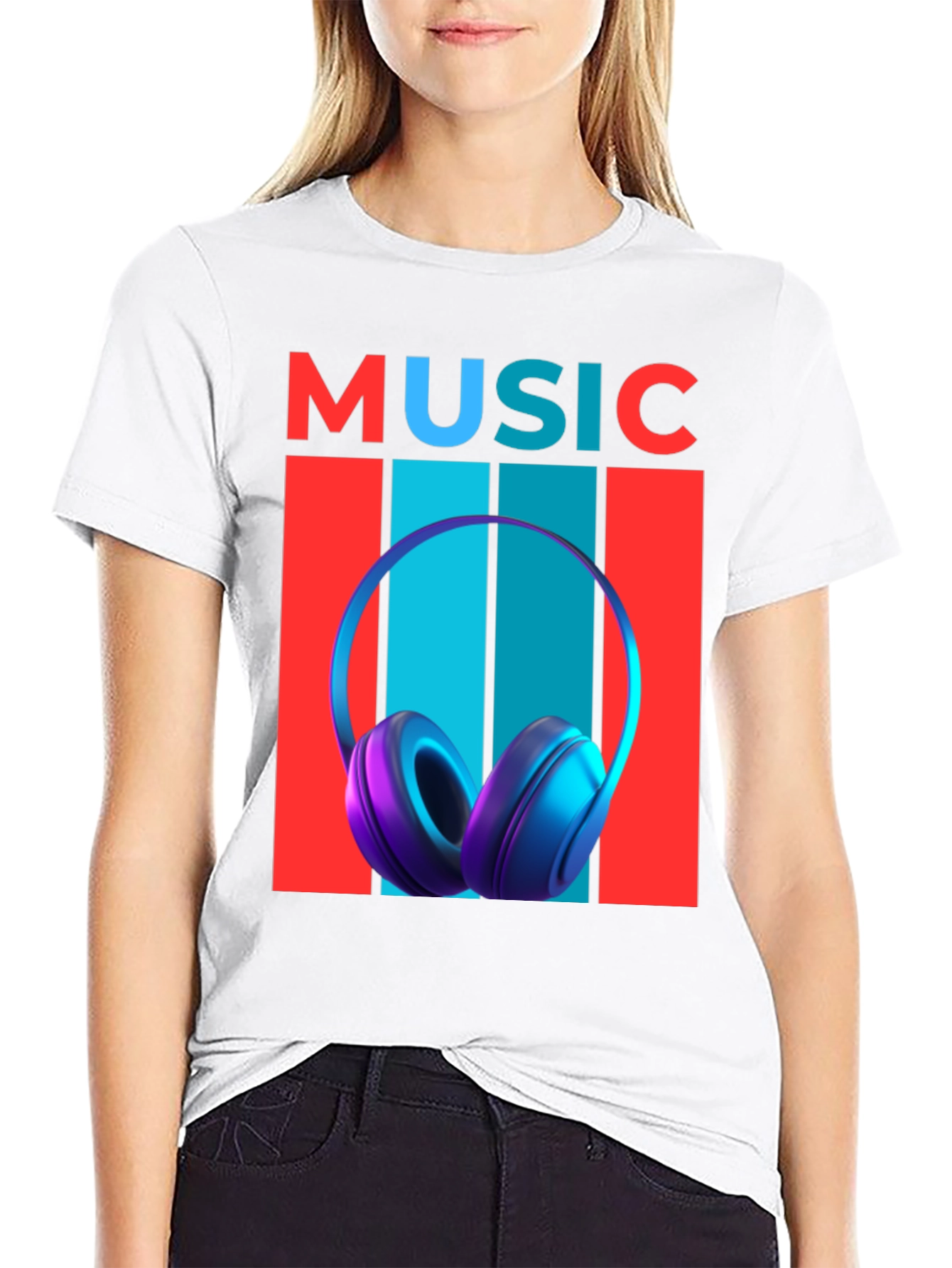 Music Headphones Graphic T-Shirt - Modern Design