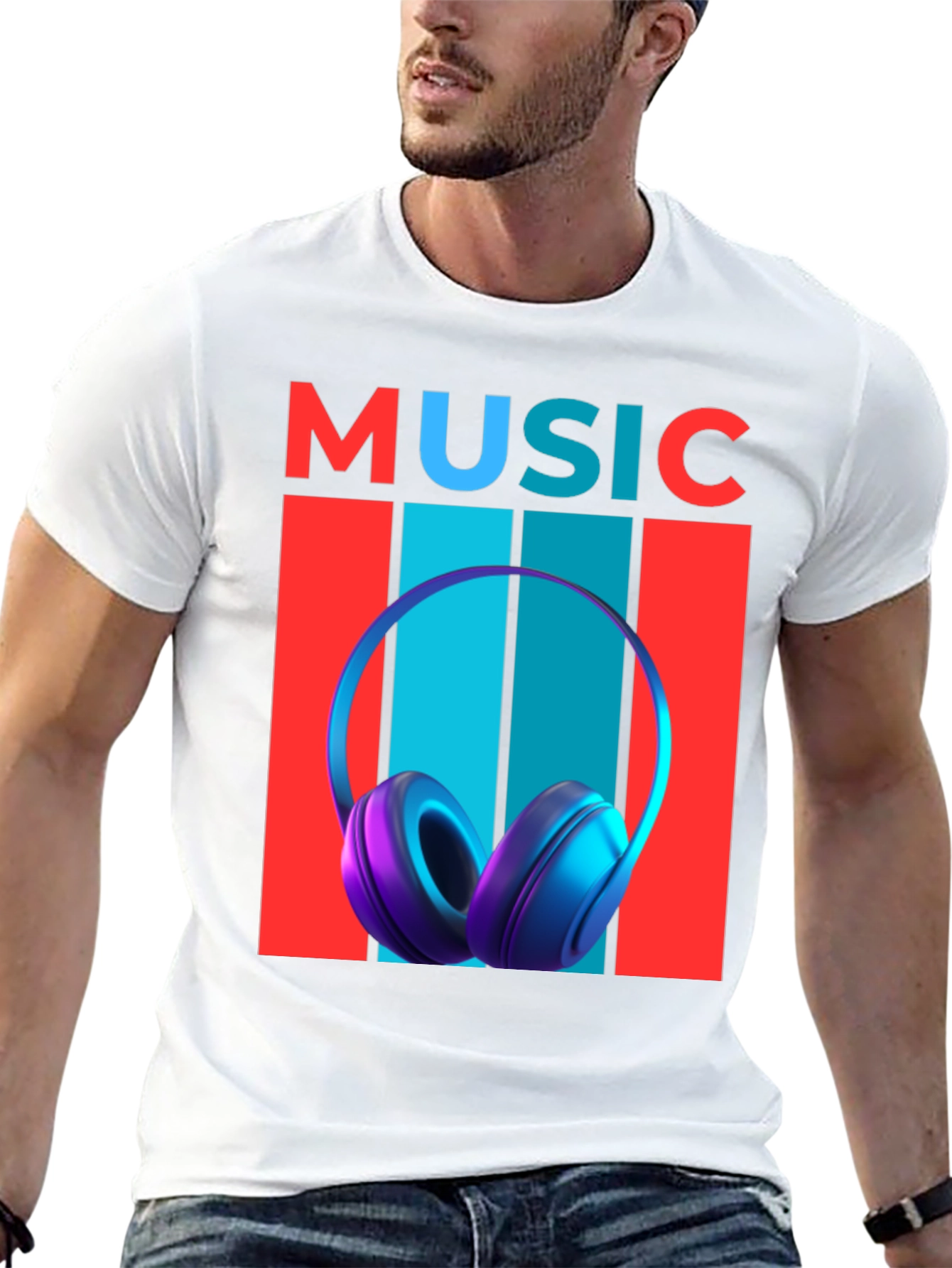 Music Headphones Graphic T-Shirt - Modern Design