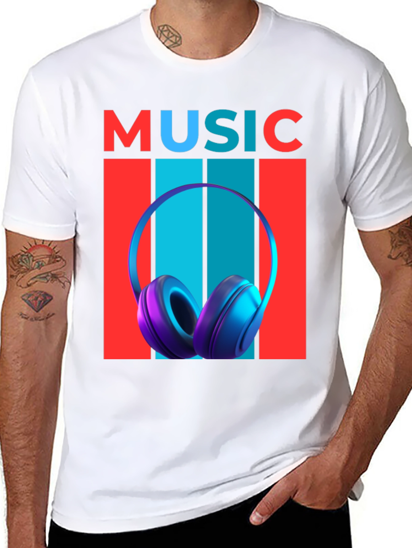 Music Headphones Graphic T-Shirt - Modern Design