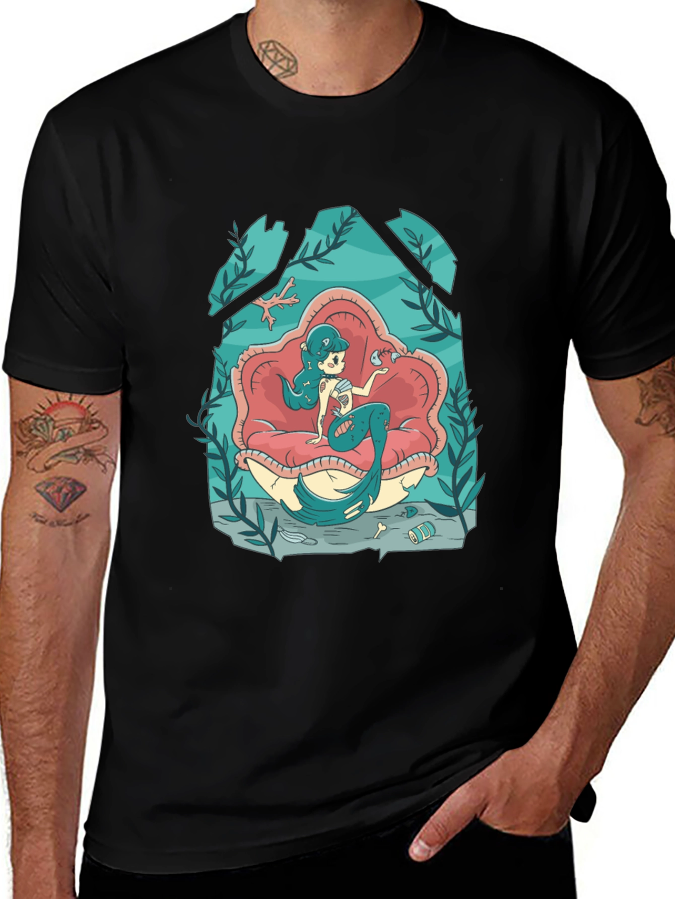 Mermaid T-Shirt - Undersea Cartoon Graphic Tee