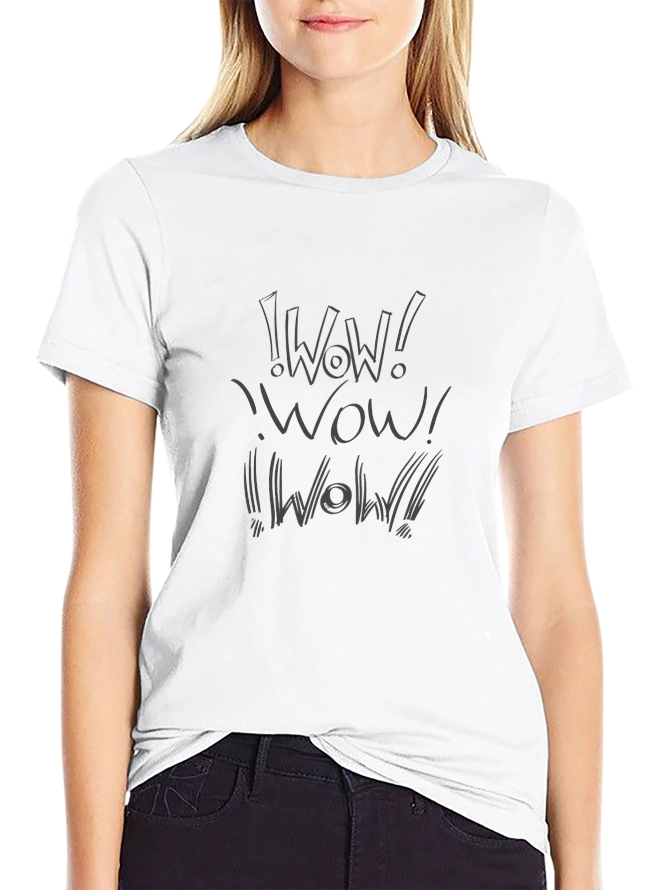 WOW! Graphic Print Black T-Shirt
