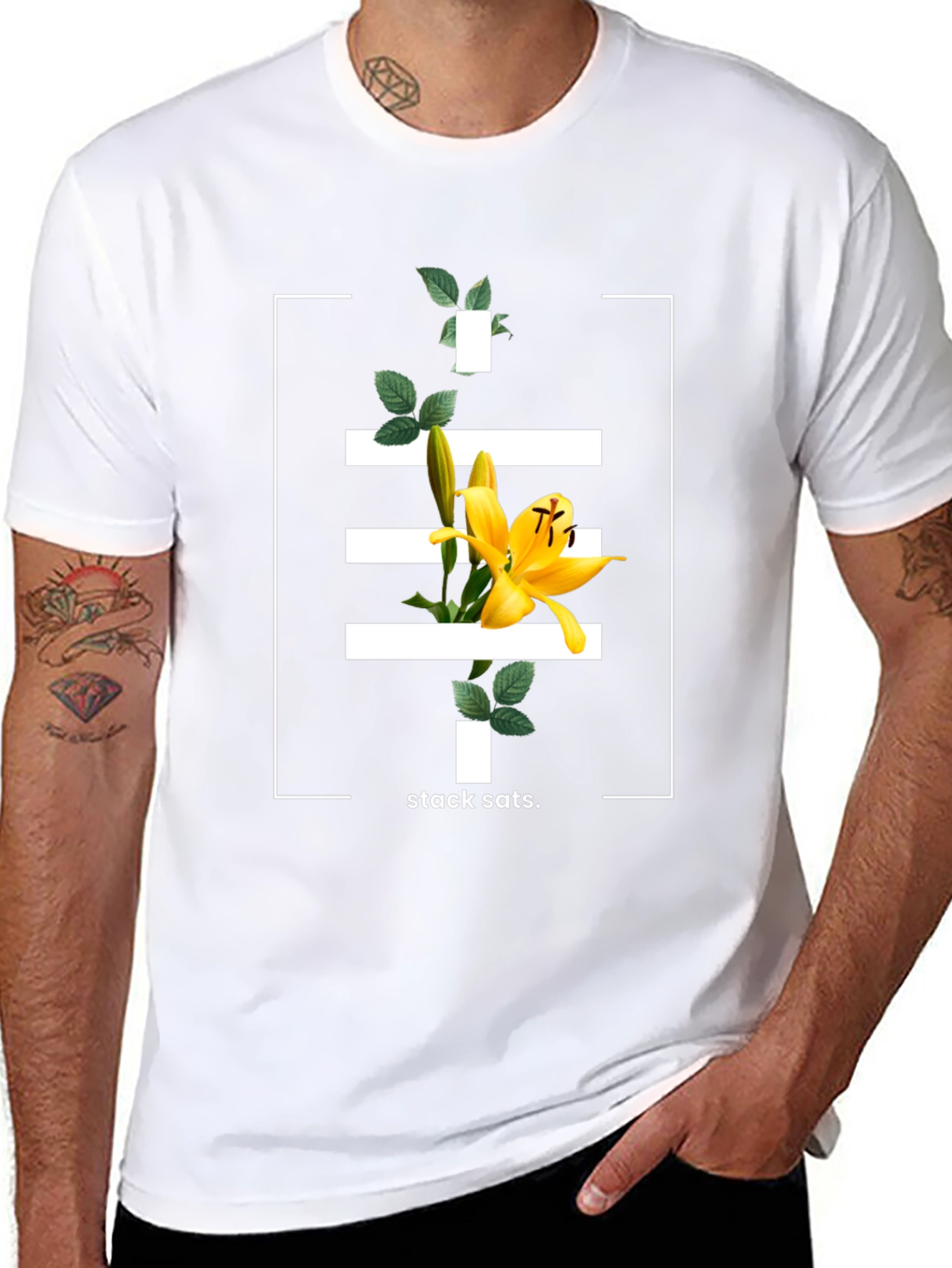 Floral Stacked Graphic T-Shirt - Modern Design