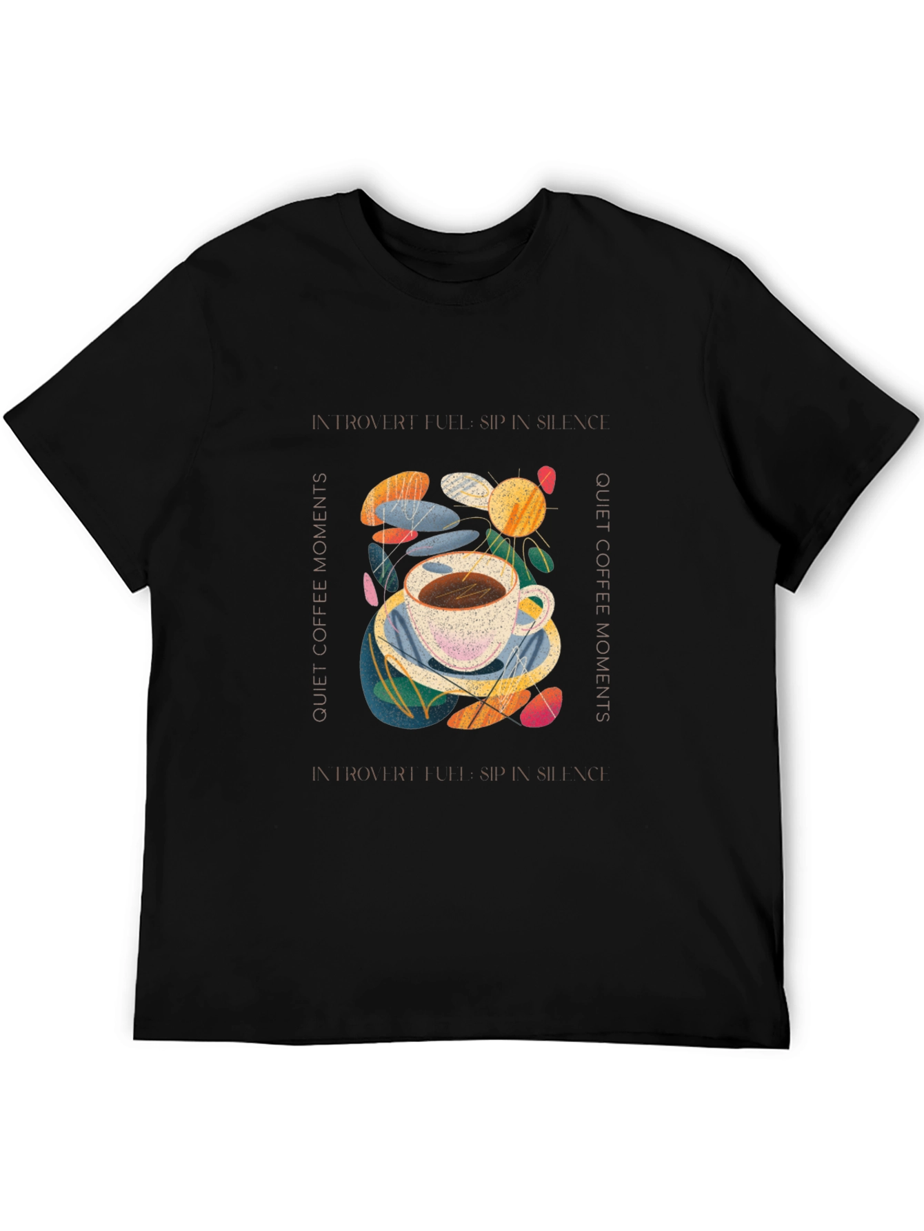 Introvert Coffee Moments Graphic Tee - Unisex Black T-Shirt