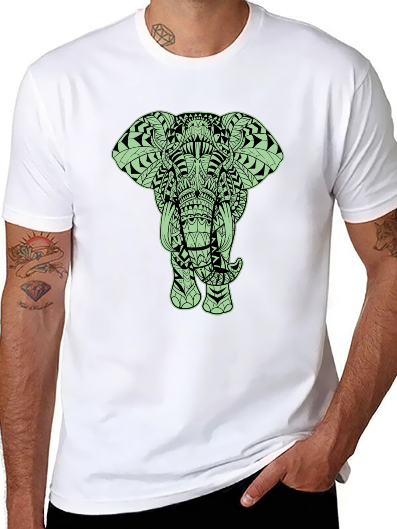 Elephant Graphic Tee - Black Crew Neck