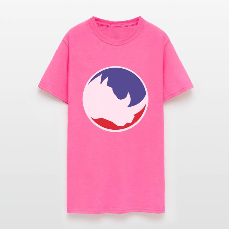 red blue round button circle head silhouette rhino