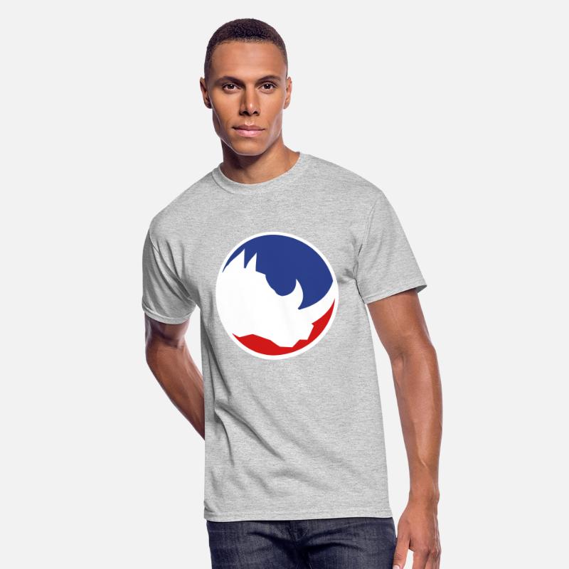 red blue round button circle head silhouette rhino