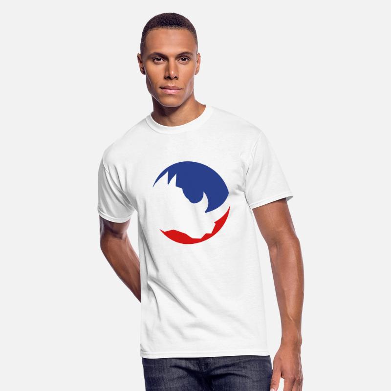 red blue round button circle head silhouette rhino