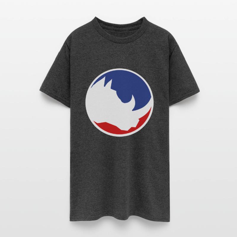 red blue round button circle head silhouette rhino