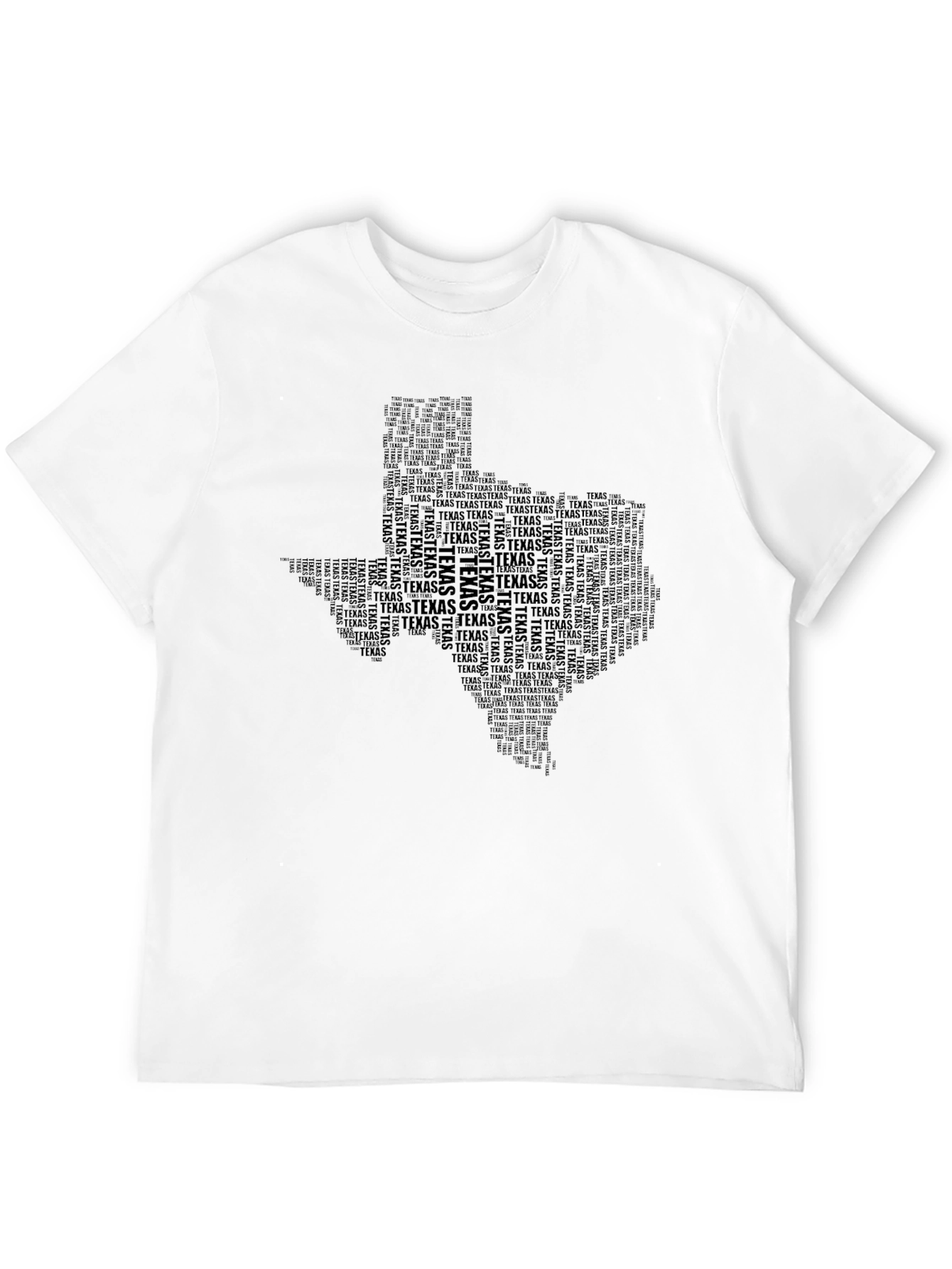 Texas State Word Art T-Shirt - Black