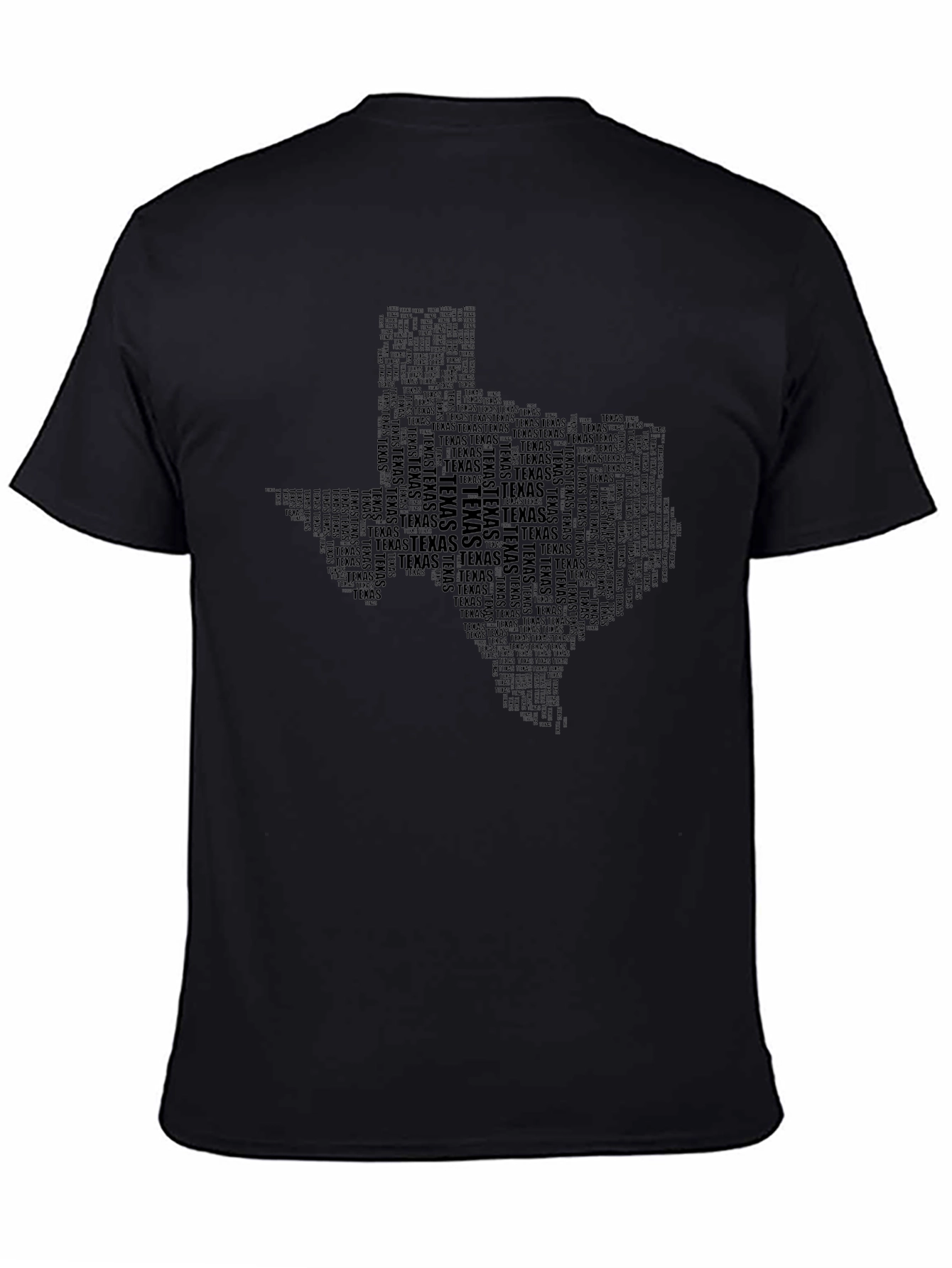 Texas State Word Art T-Shirt - Black