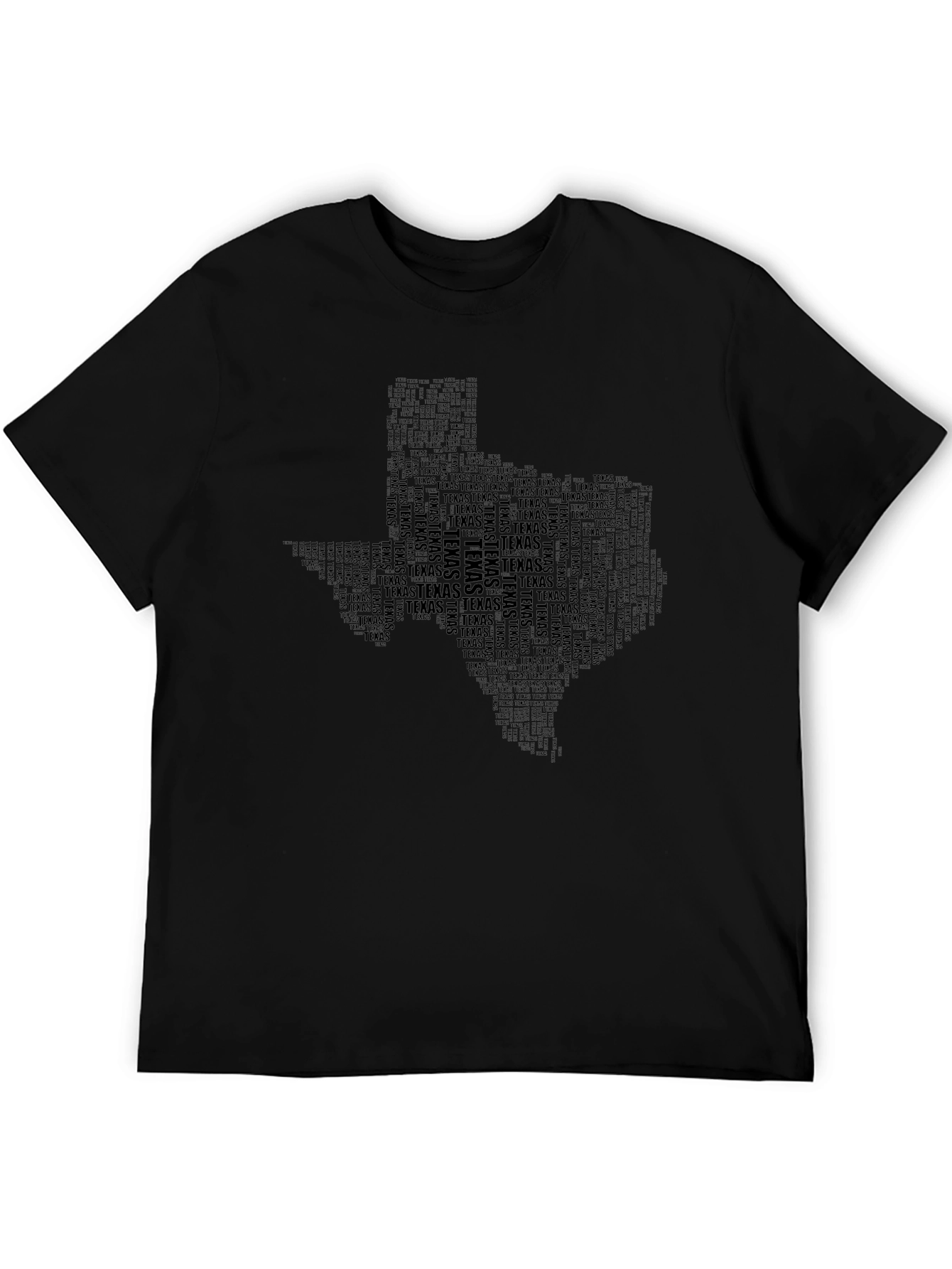 Texas State Word Art T-Shirt - Black
