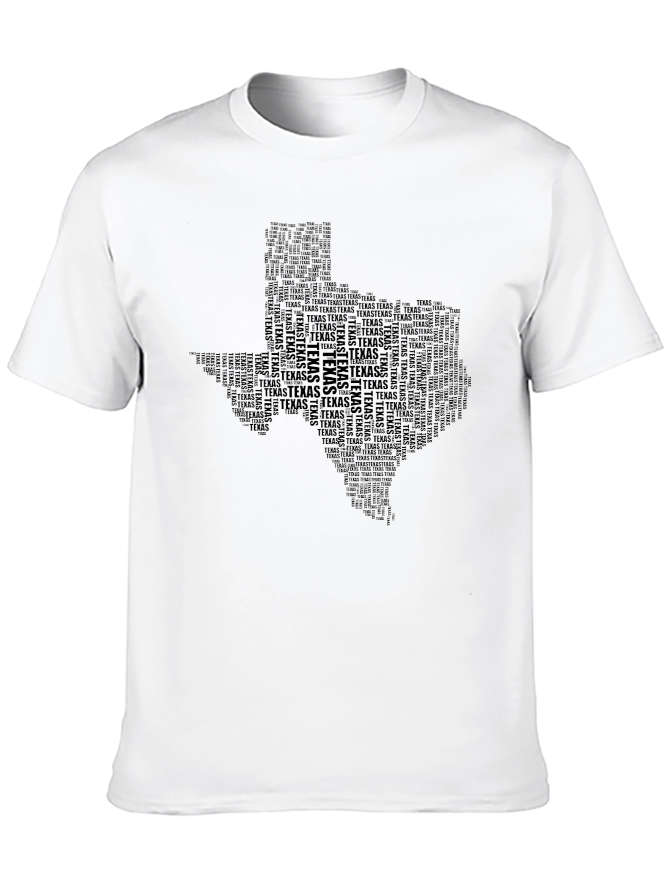 Texas State Word Art T-Shirt - Black