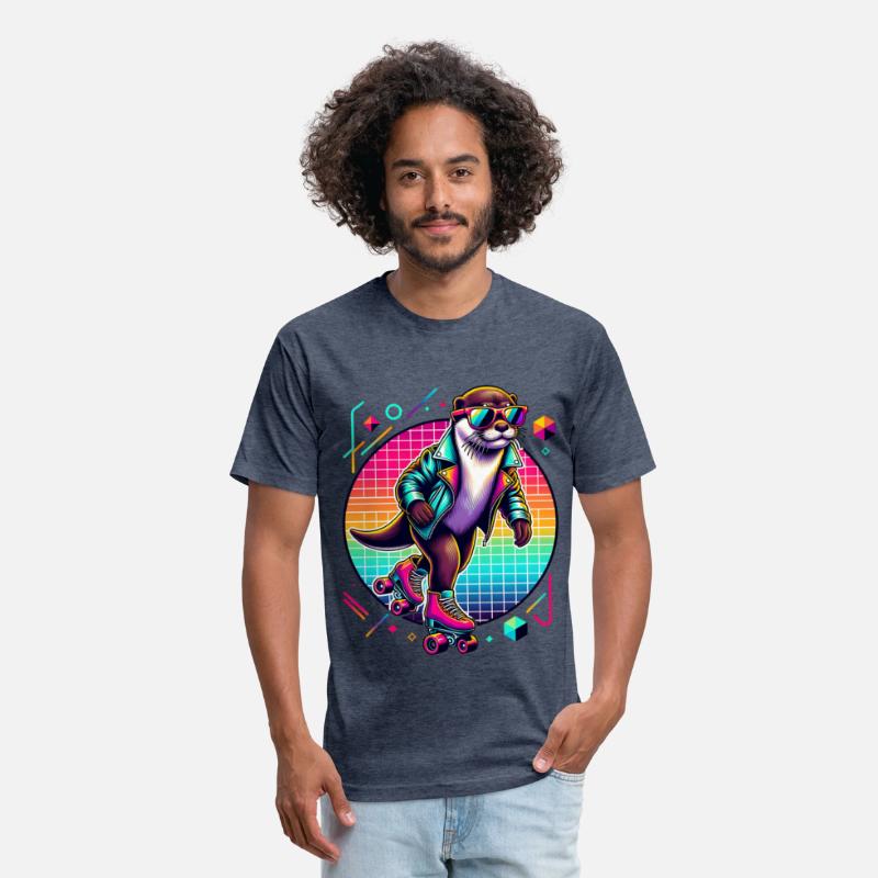 Retro Otter Skating in Style with Sunglasses