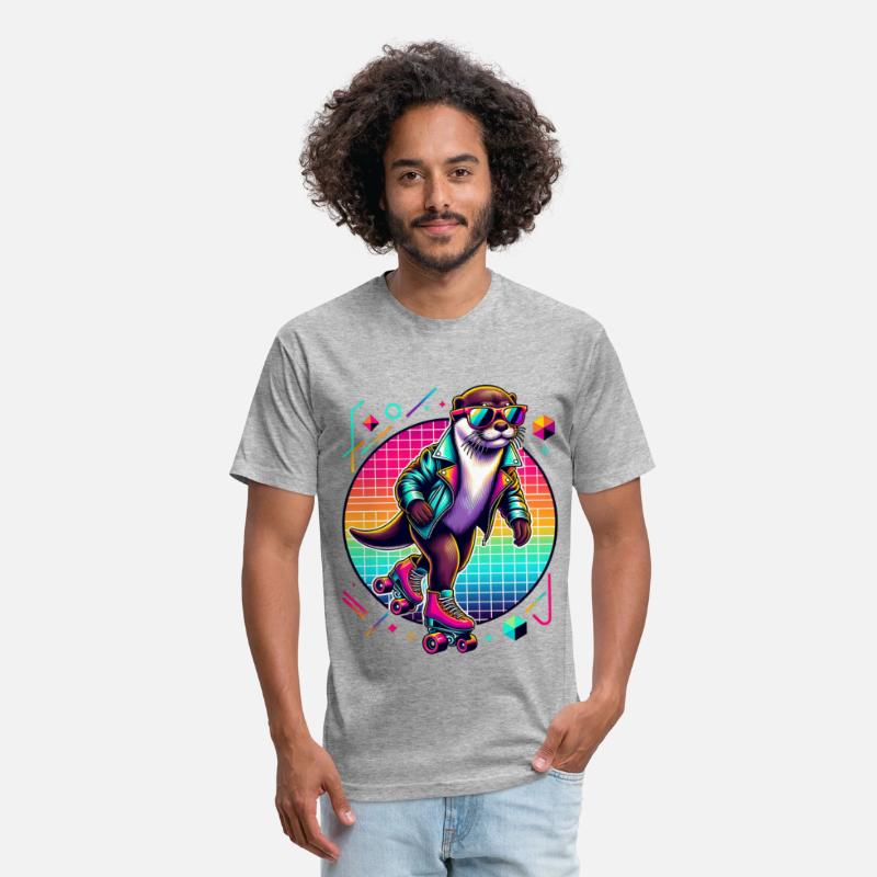 Retro Otter Skating in Style with Sunglasses