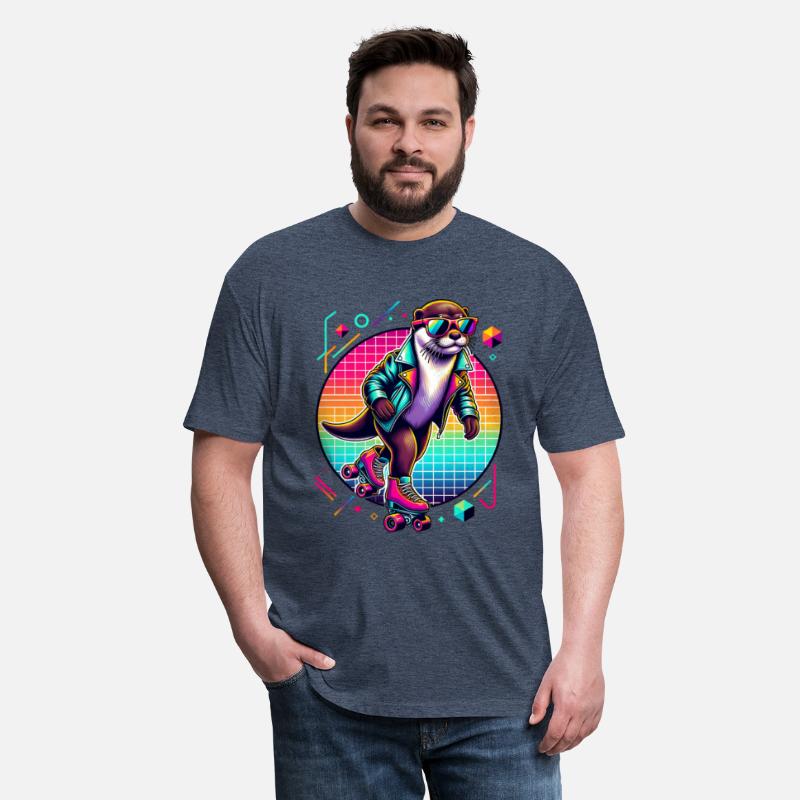 Retro Otter Skating in Style with Sunglasses