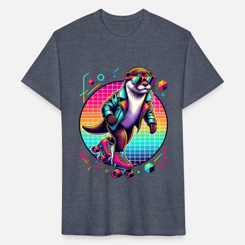 Retro Otter Skating in Style with Sunglasses