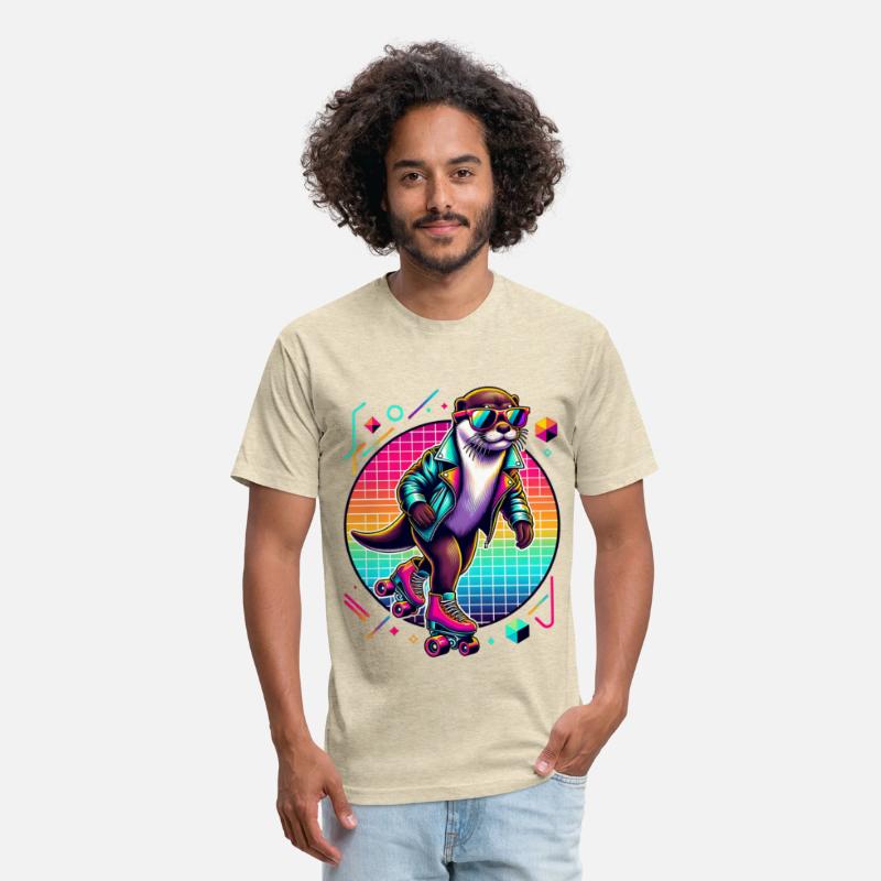 Retro Otter Skating in Style with Sunglasses