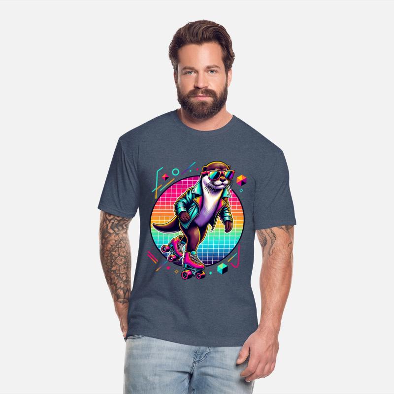 Retro Otter Skating in Style with Sunglasses