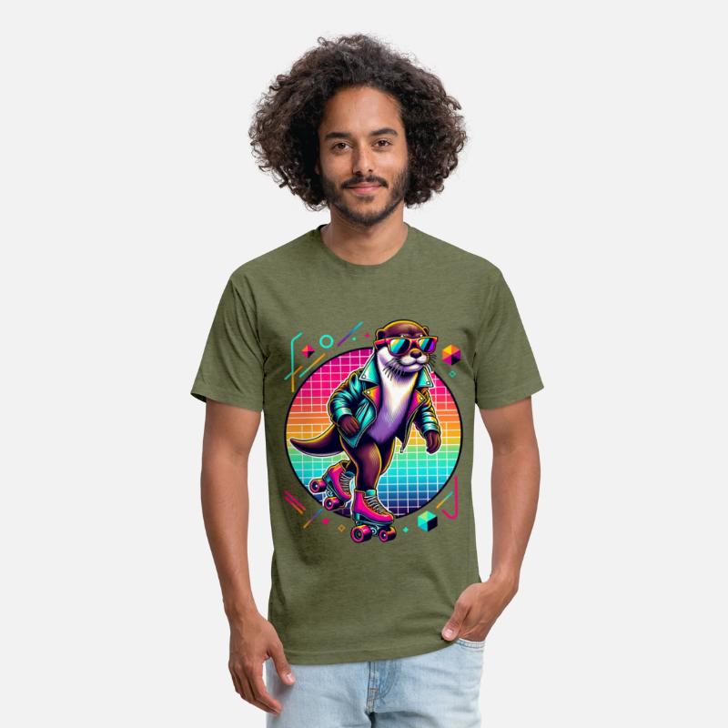 Retro Otter Skating in Style with Sunglasses