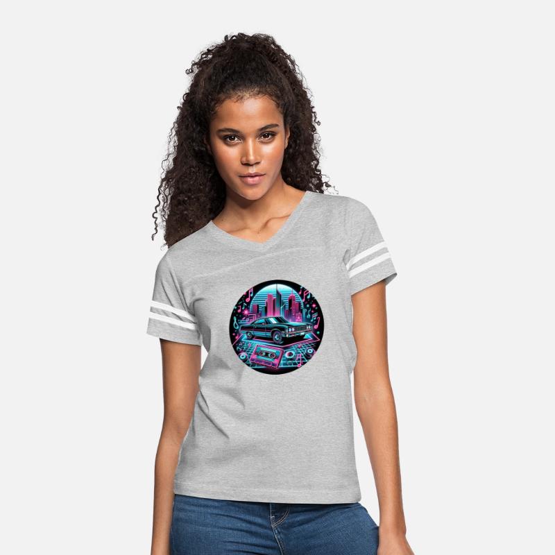 Retro Vintage Car & Cassette Tape Neon Design