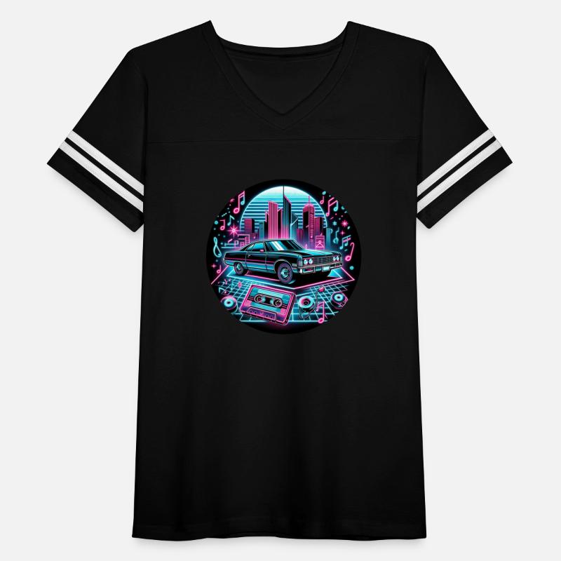 Retro Vintage Car & Cassette Tape Neon Design