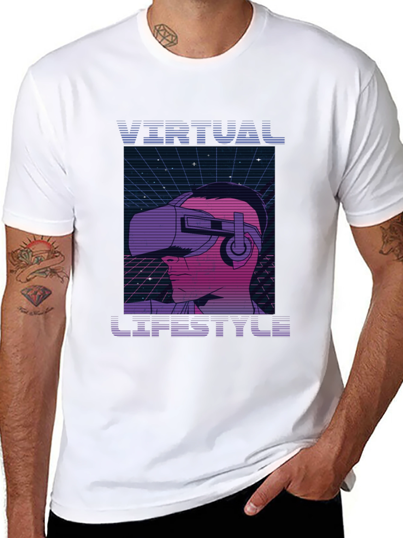 Virtual Lifestyle Black T-Shirt Retro VR Gaming