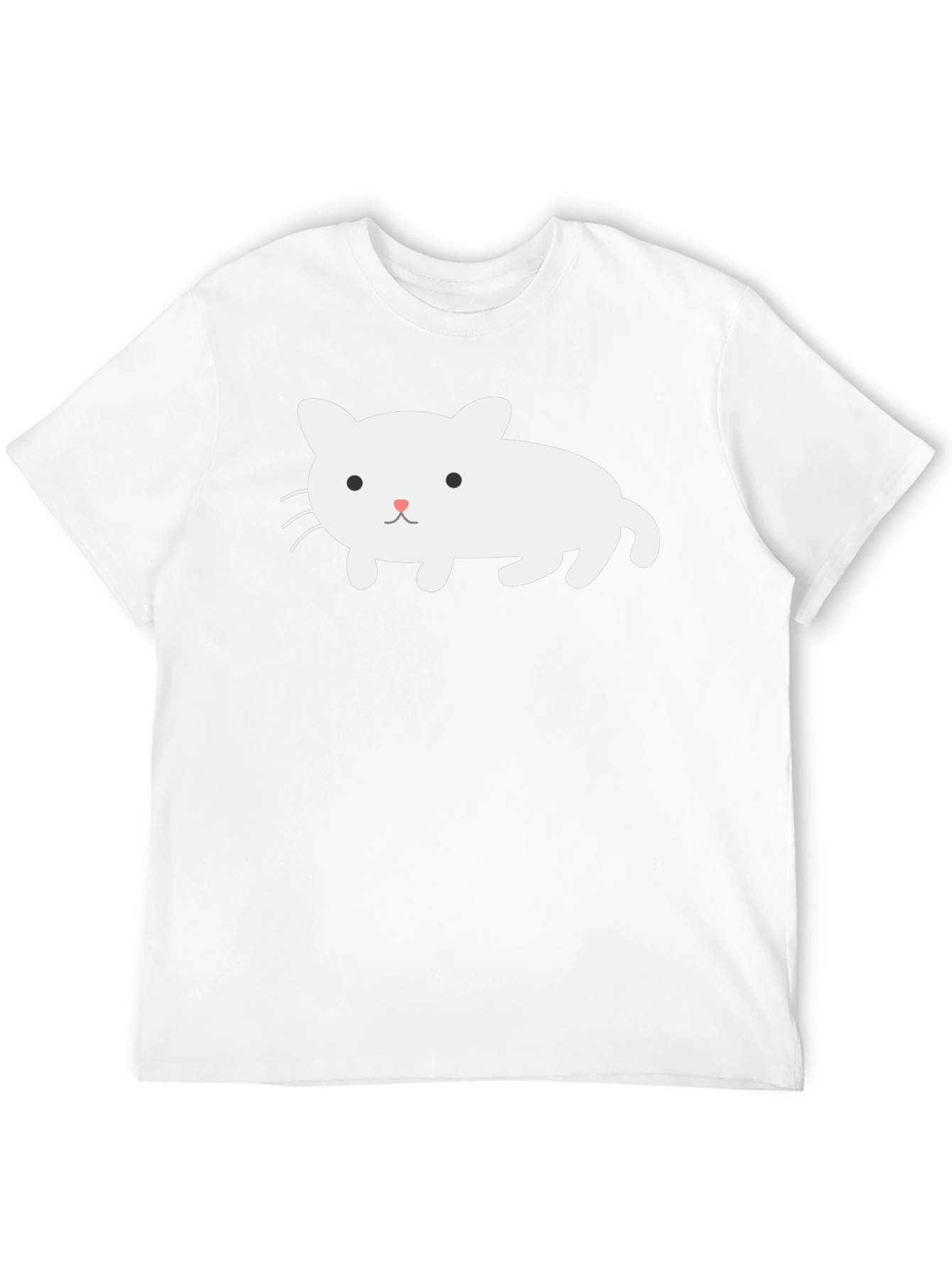 Cute White Cat Graphic Black T-Shirt