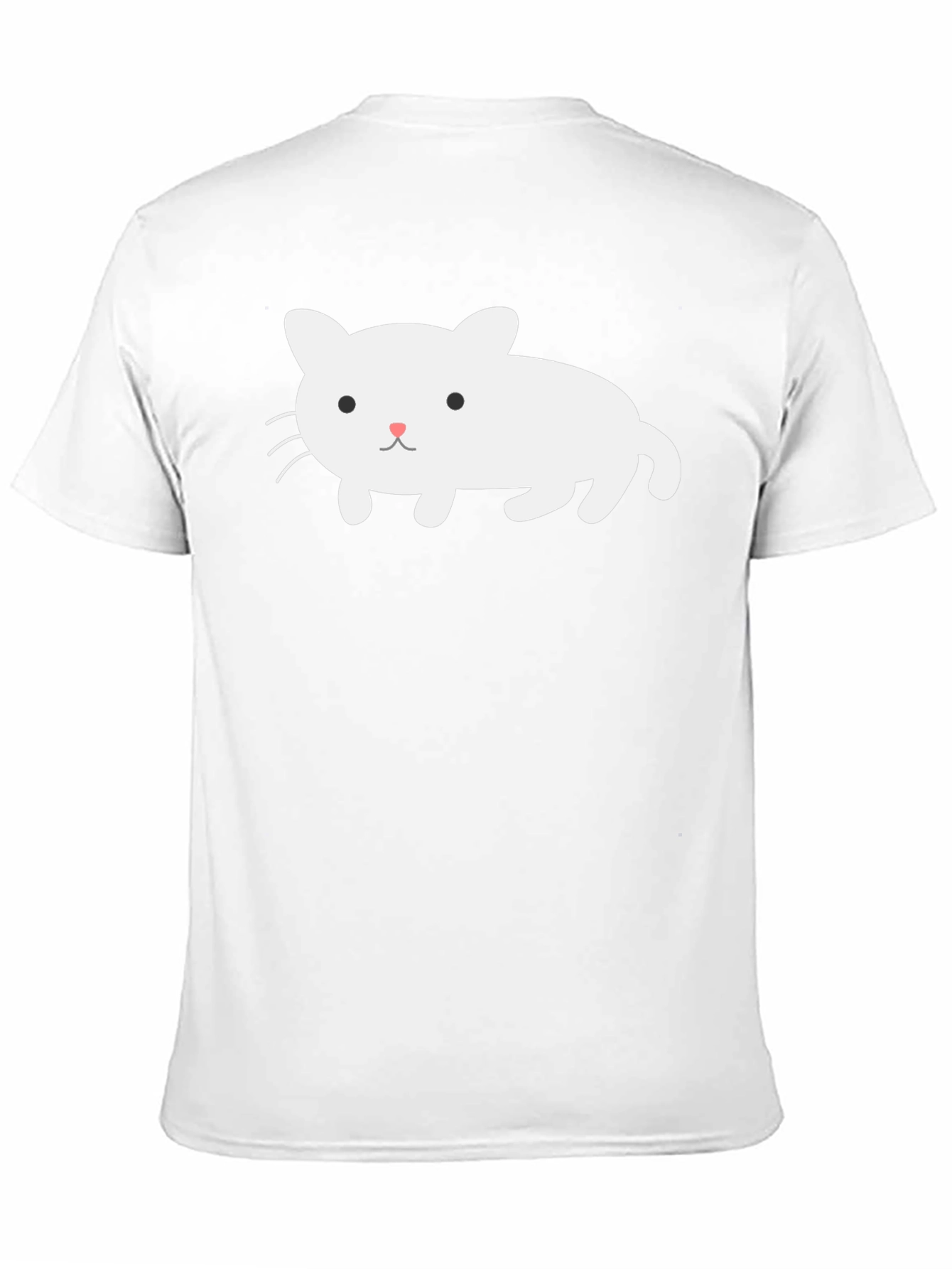 Cute White Cat Graphic Black T-Shirt