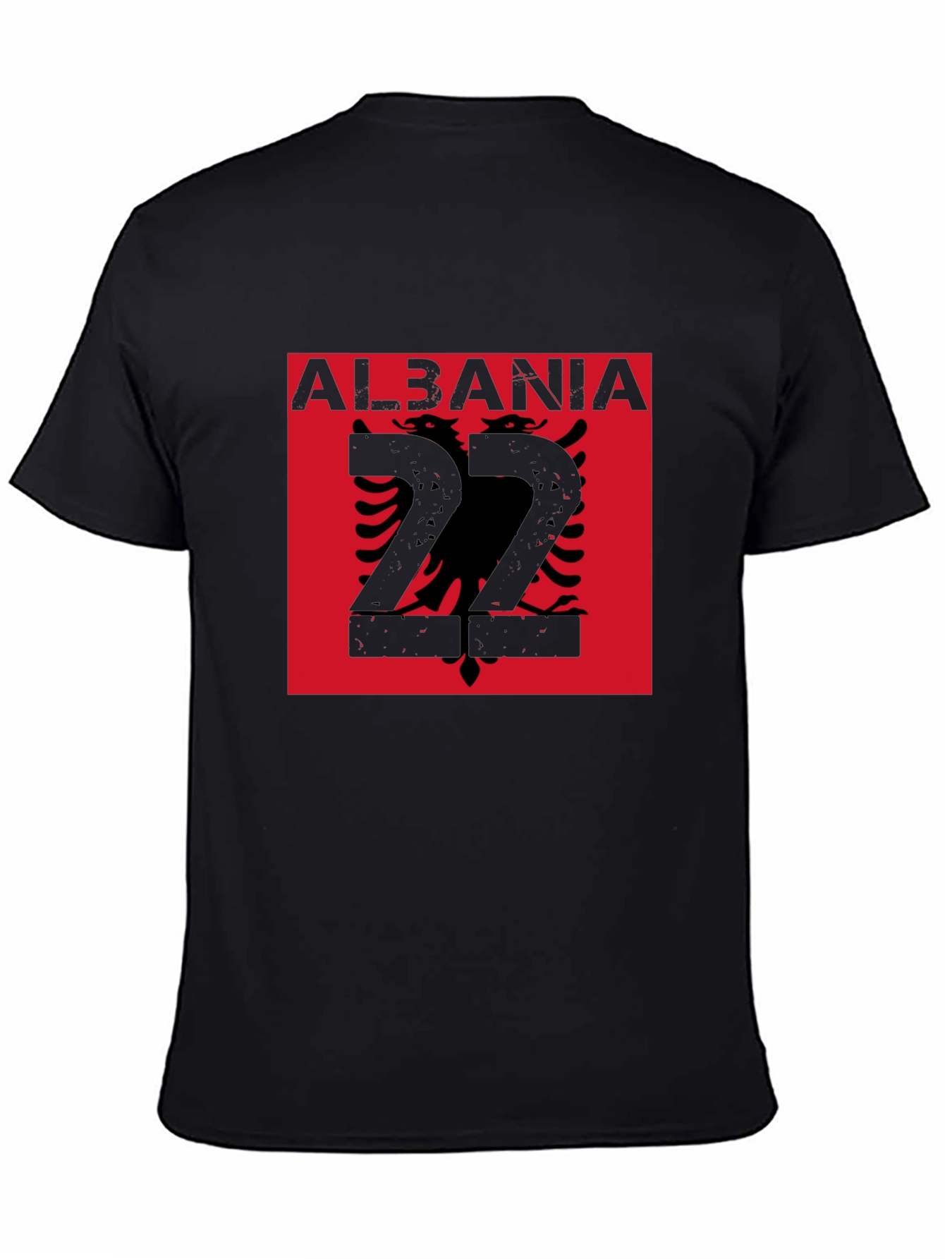 Albania Flag Graphic Tee - Black