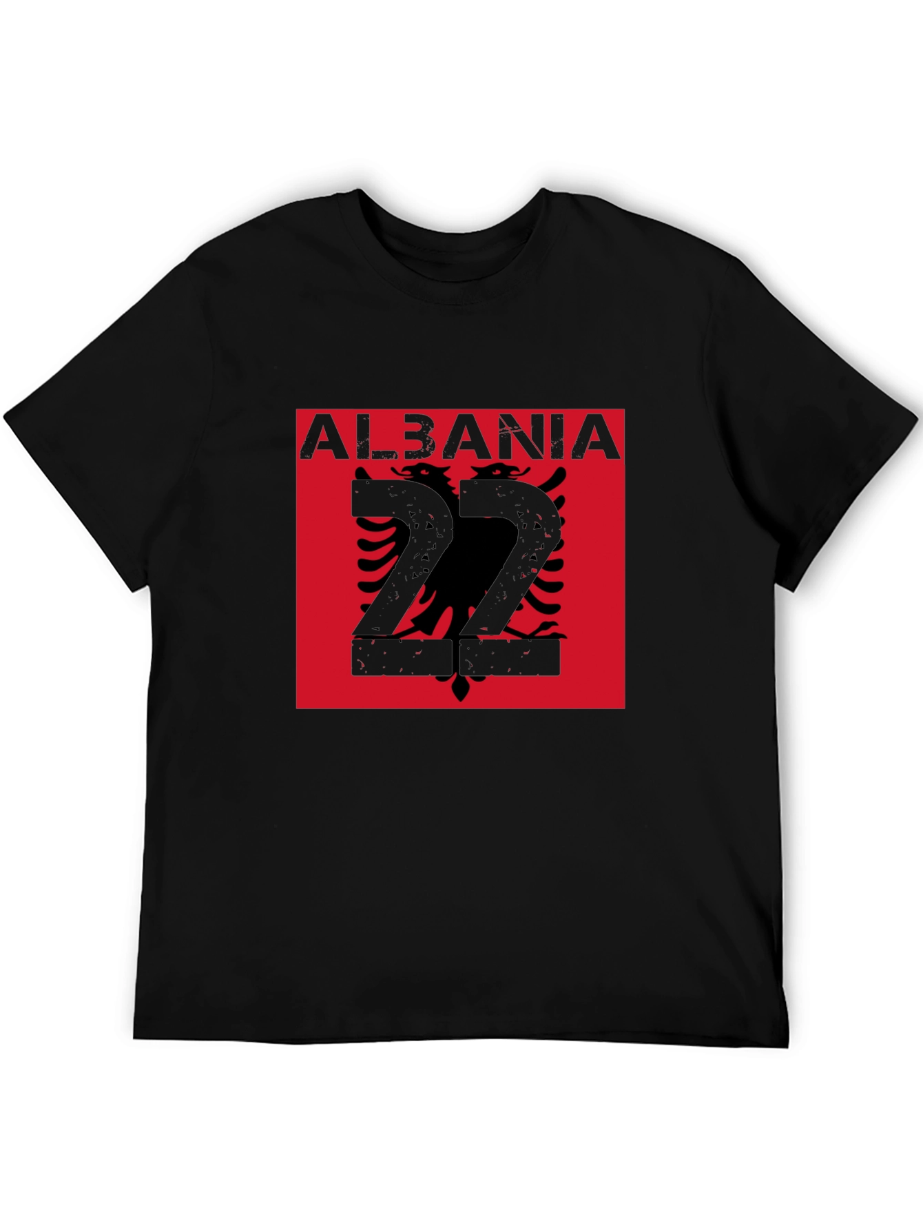 Albania Flag Graphic Tee - Black