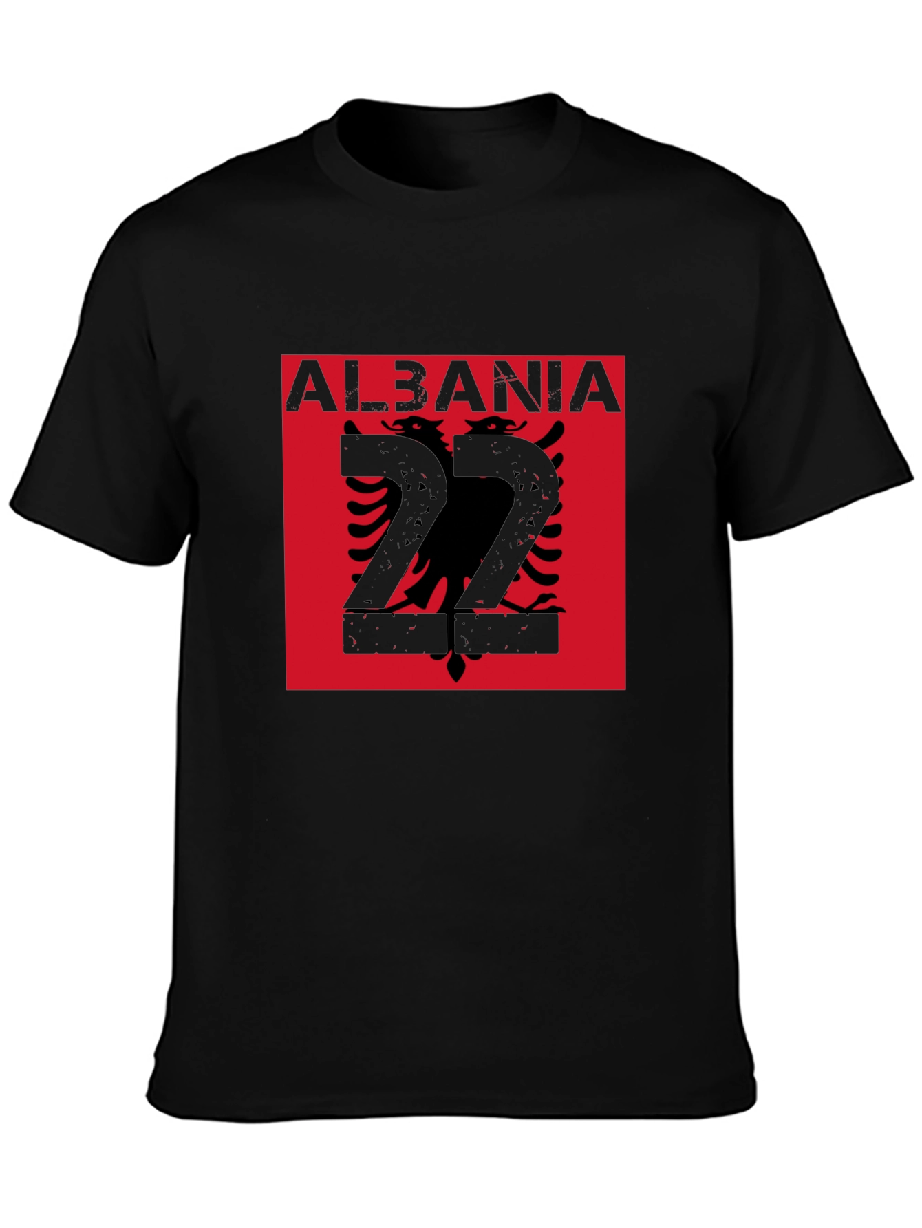 Albania Flag Graphic Tee - Black