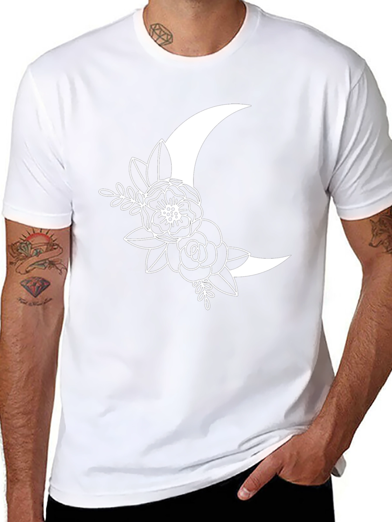 Floral Moon Graphic Tee - Stylish & Unique
